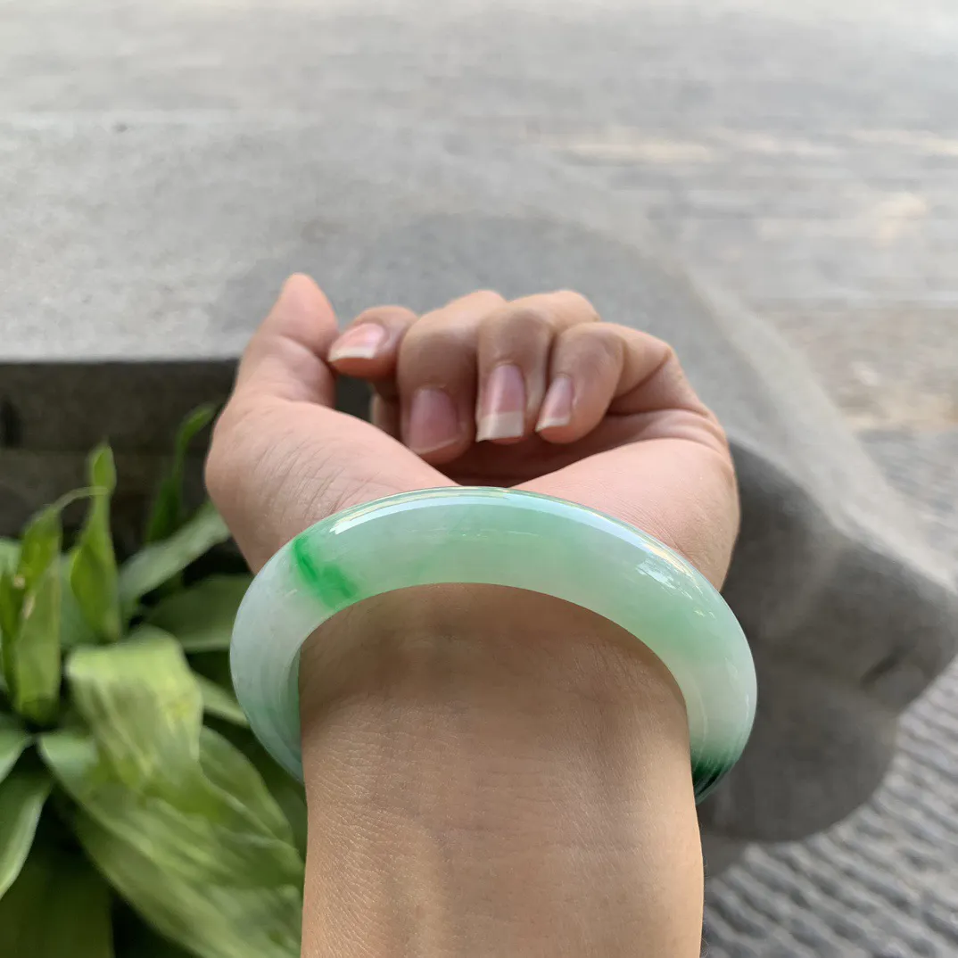 小圈口53.2-11.3-9 【辣阳绿正圈手镯】正圈53 54可戴
