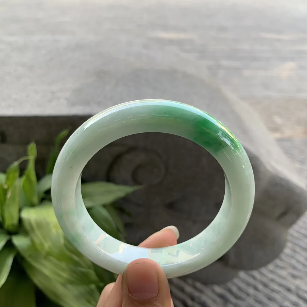 圈口57.3-12.8-9.9 【飘绿正圈手镯】正圈57 58可戴