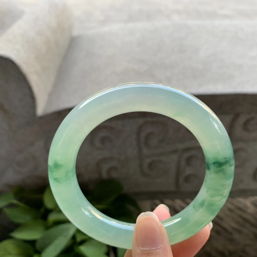 圈口57-11.6 【冰飘绿圆条手镯】圆条57 58可戴