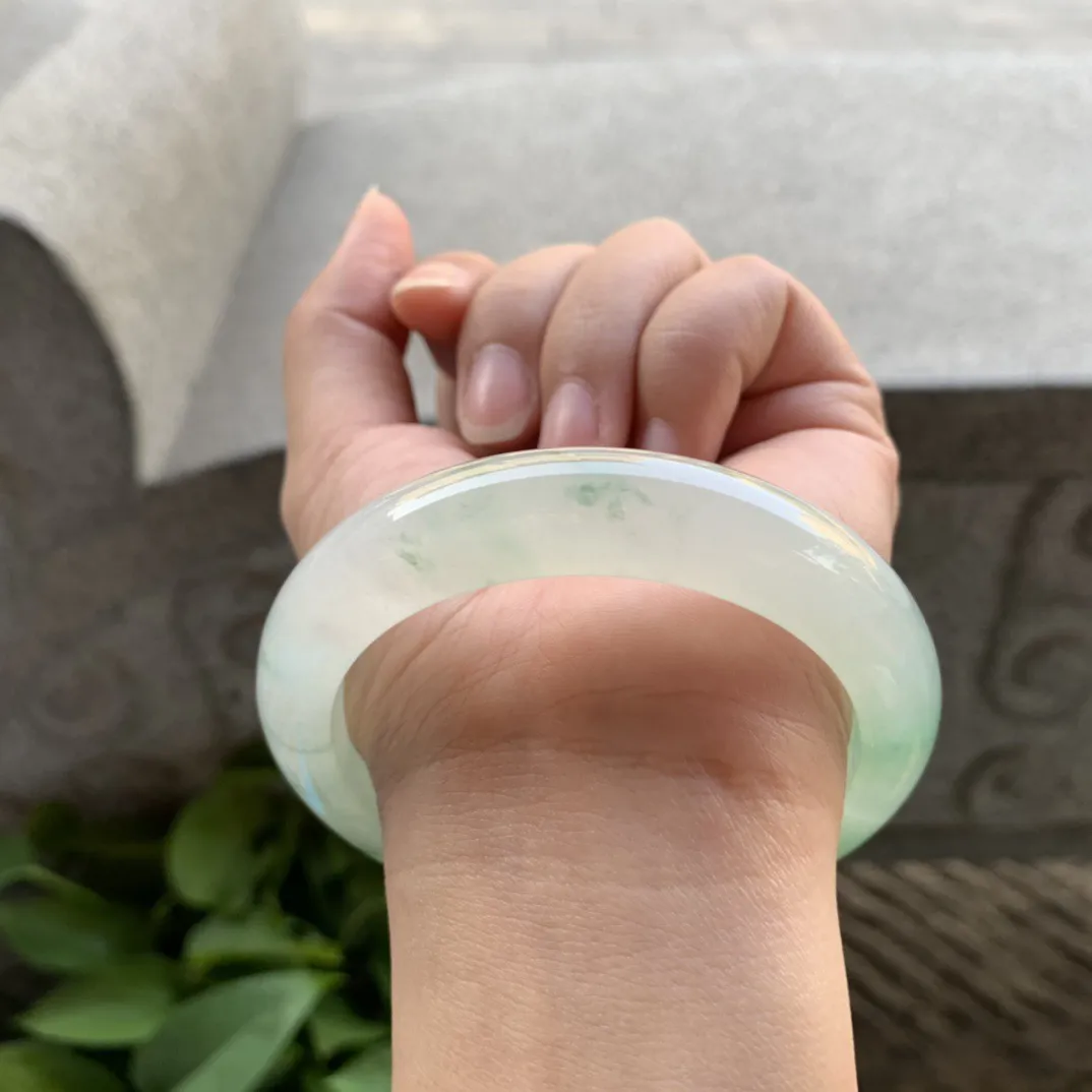 圈口57.2-13-9.2 【高冰飘绿正圈手镯】正圈57  58可戴