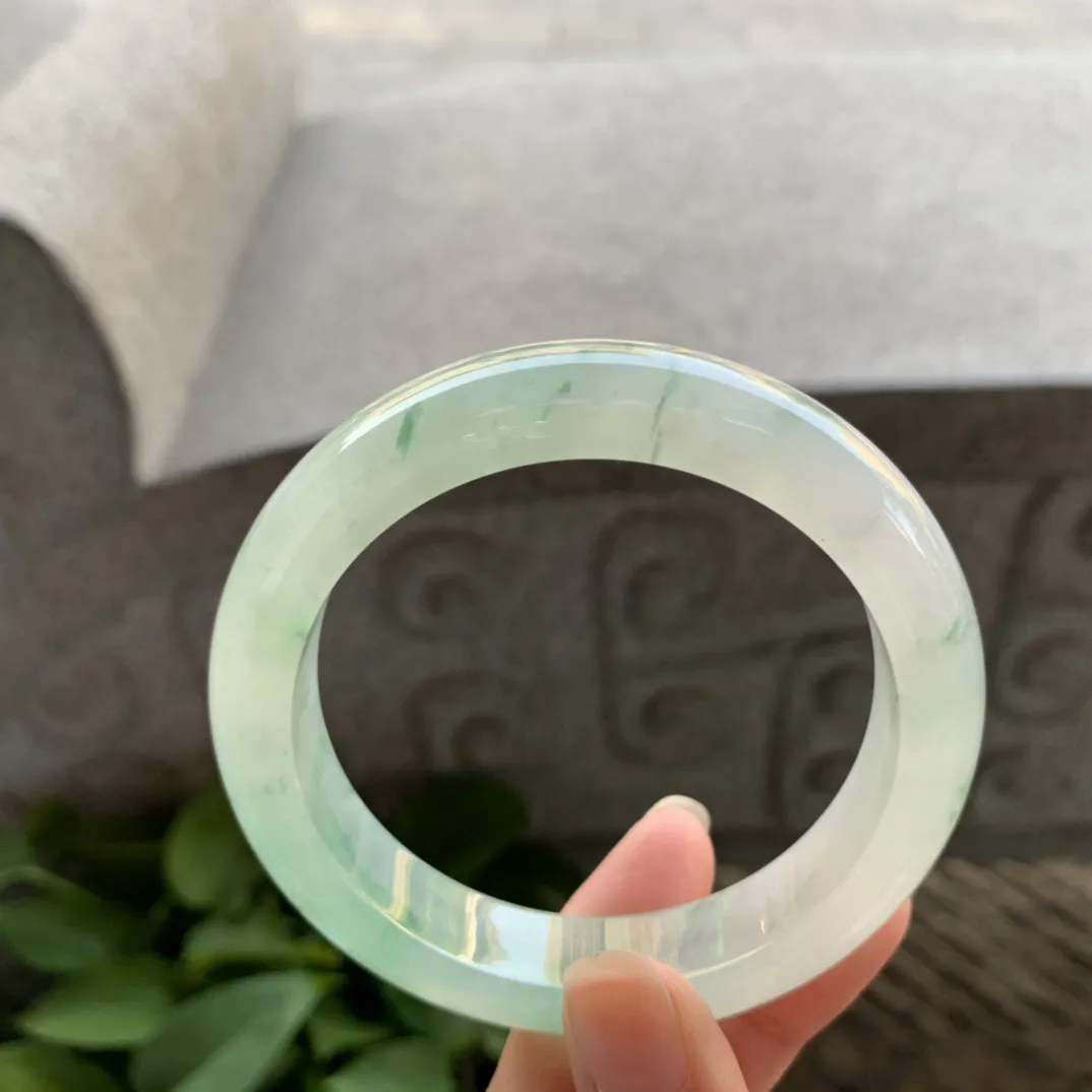 圈口57.2-13-9.2 【高冰飘绿正圈手镯】正圈57  58可戴