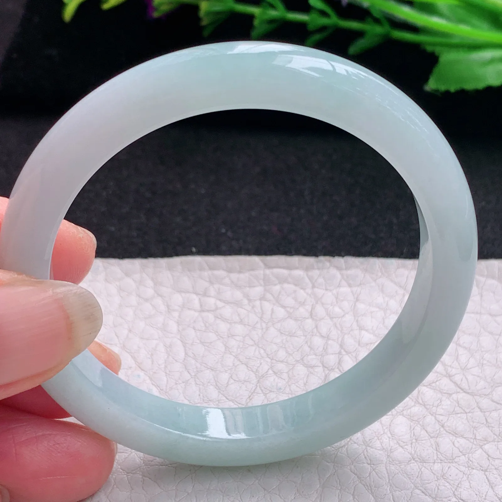 nr小圈口51.5*8.3*7平安镯 天然缅甸翡翠秀气水润玉手镯 宽边玉手环