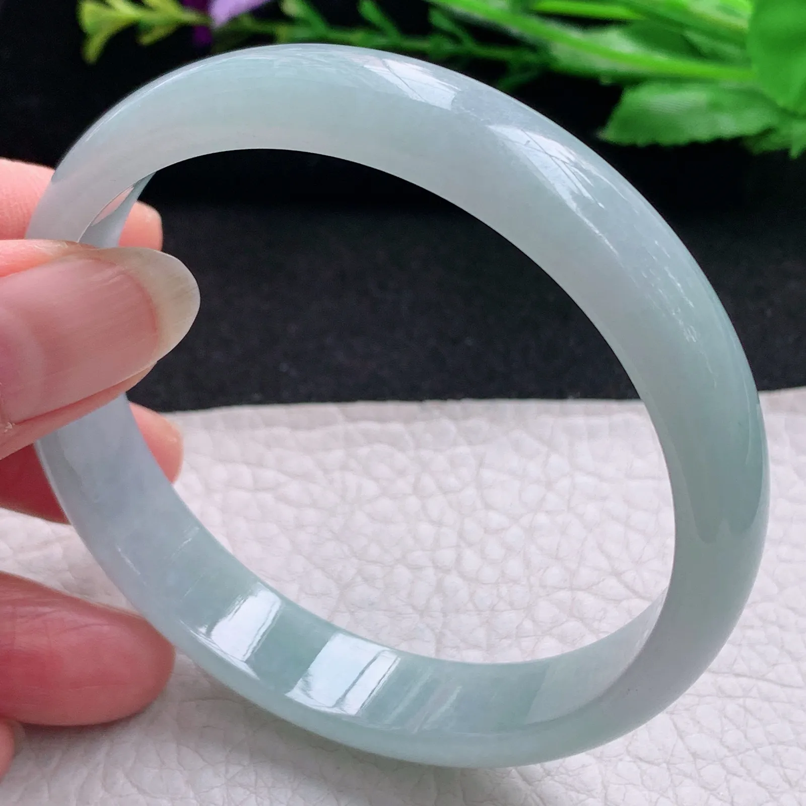 ee大圈口61*12.5*6.2平安镯 天然缅甸翡翠冰晴玉手镯纯美宽边玉手环