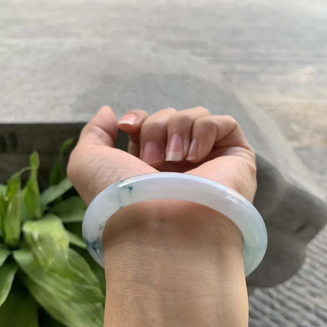 圈口55.7-9.1 【冰飘花圆条手镯】圆条55 56可戴