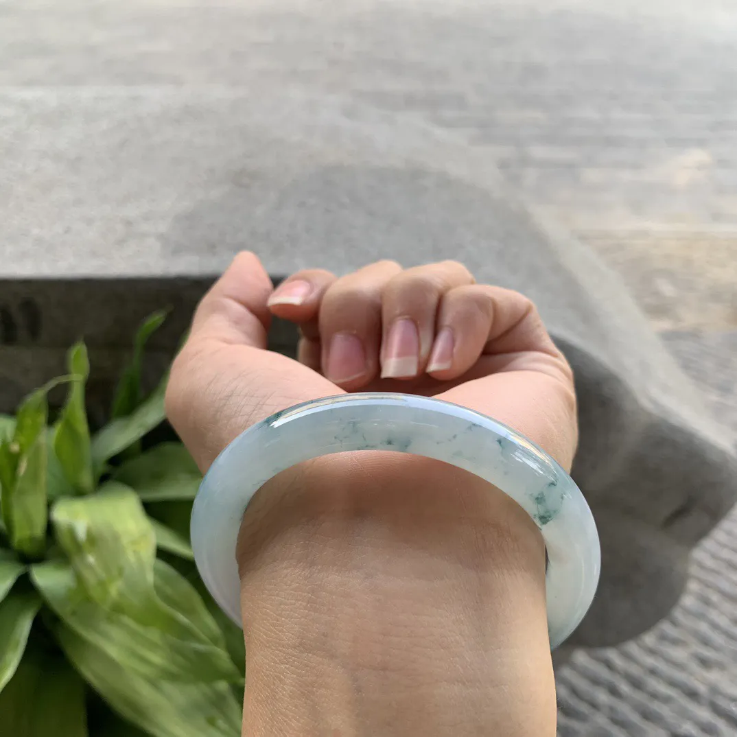 圈口55.7-9.1 【冰飘花圆条手镯】圆条55 56可戴