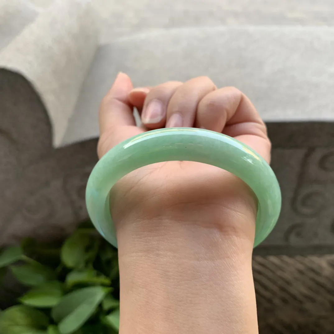 圈口57.4-11.5-8.3 【满绿正圈手镯】正圈57 58可戴