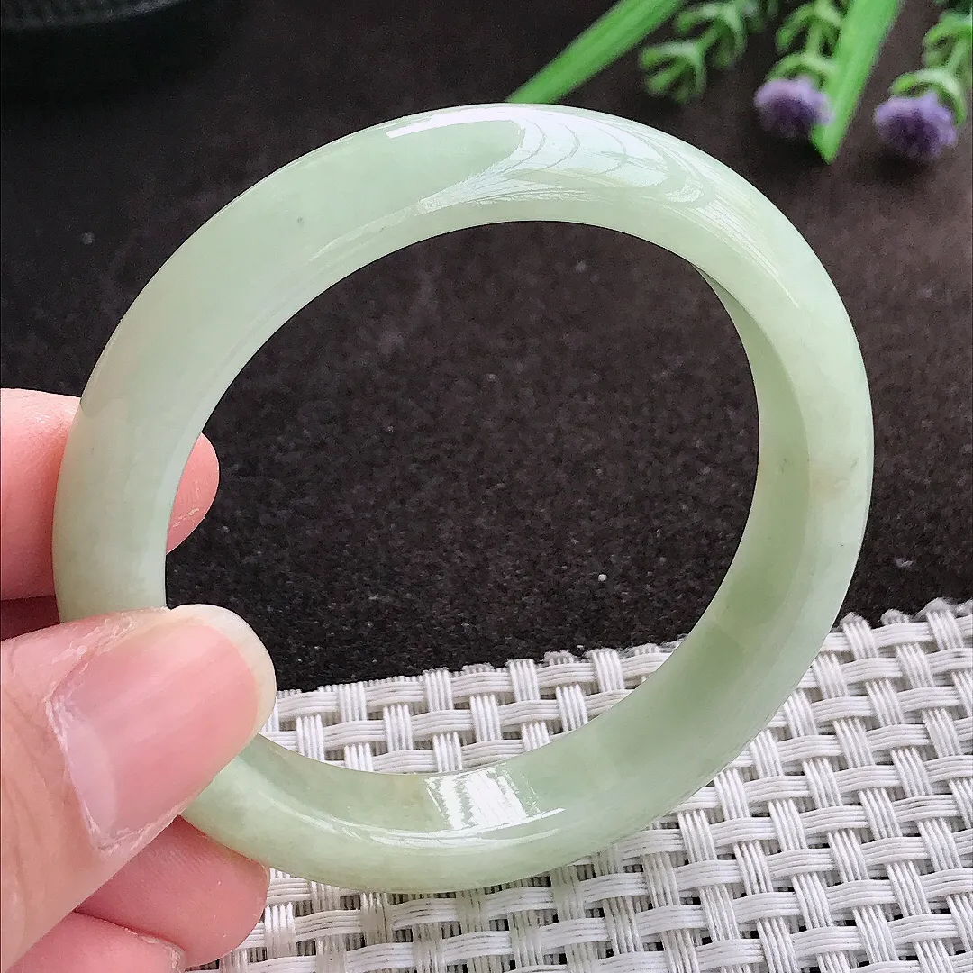 实拍A货翡翠53/12.2/7.8老坑精美特色黄翡手镯宽边翡翠玉镯女款