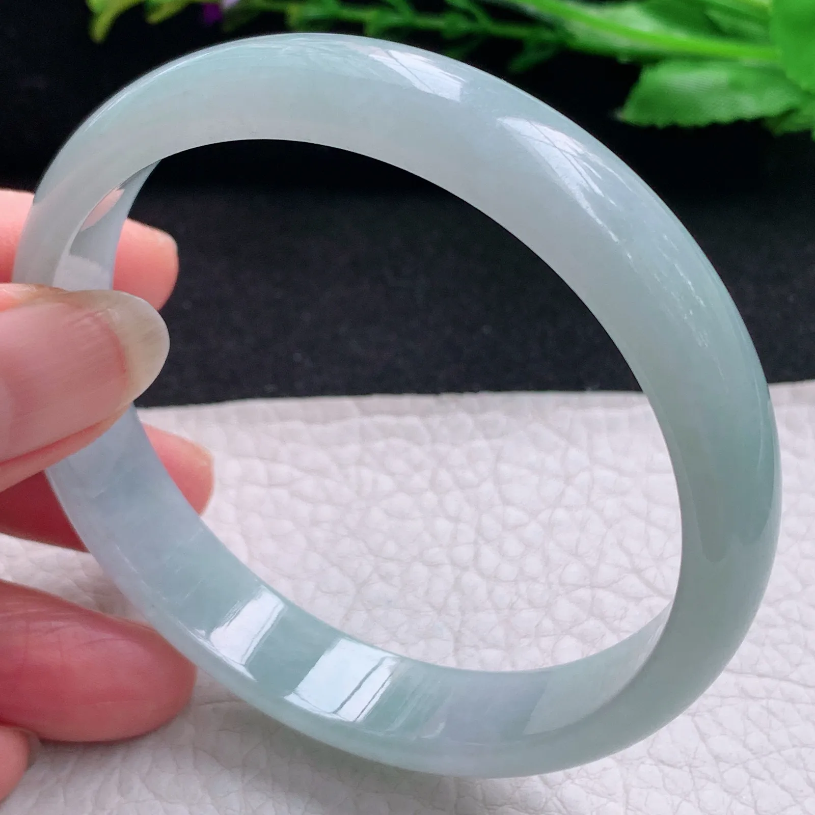 ee大圈口61*12.5*6.2平安镯 天然缅甸翡翠冰晴玉手镯纯美宽边玉手环