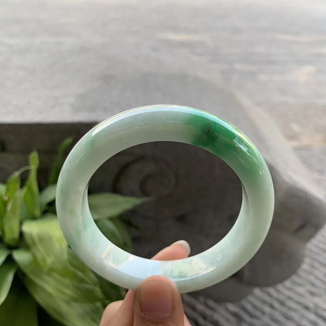 圈口57.3-12.8-9.9 【飘绿正圈手镯】正圈57 58可戴