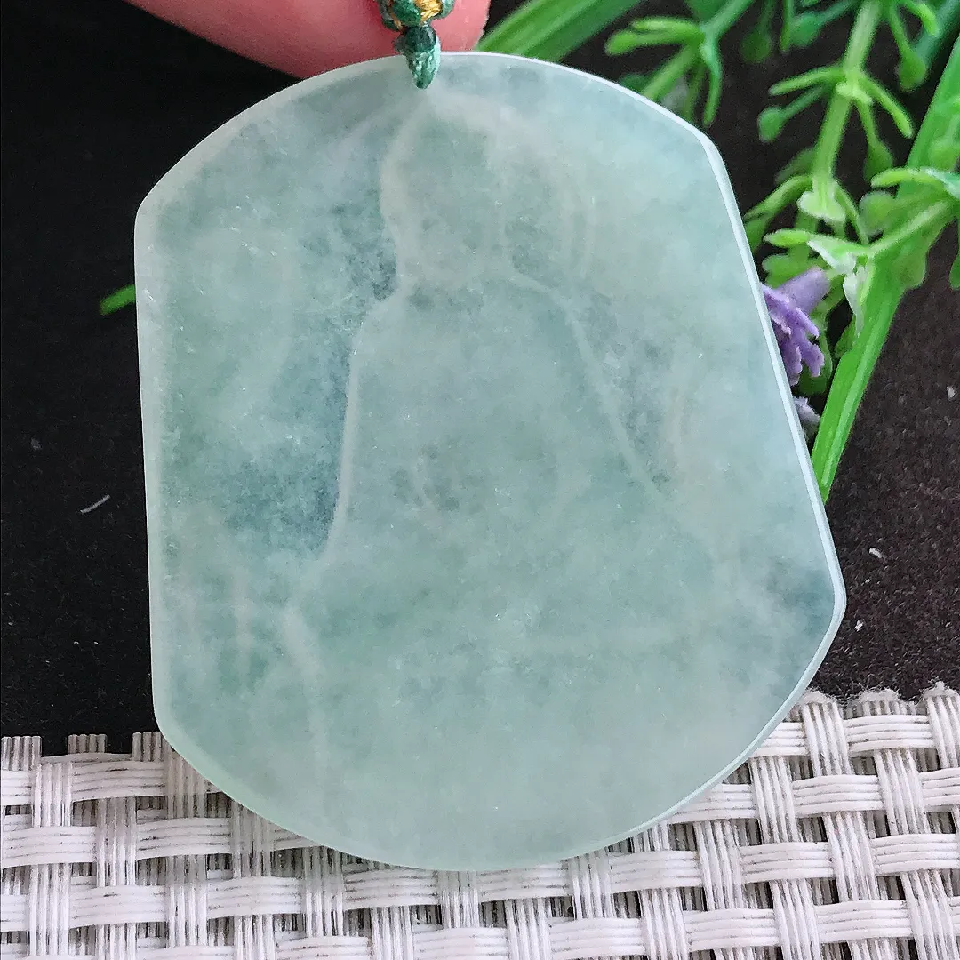 实拍A货翡翠51.3/43.7/4.8老坑冰胶水灵冰晴大日如来佛祖吊坠翡翠挂件