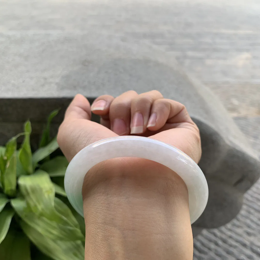 圈口54.4-9.6 【果绿圆条手镯】圆条54 55可戴