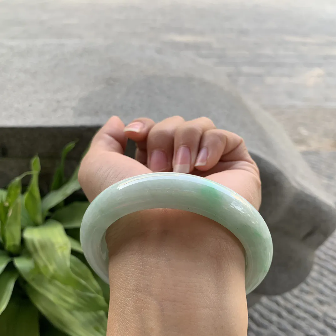 圈口57.3-12.8-9.9 【飘绿正圈手镯】正圈57 58可戴