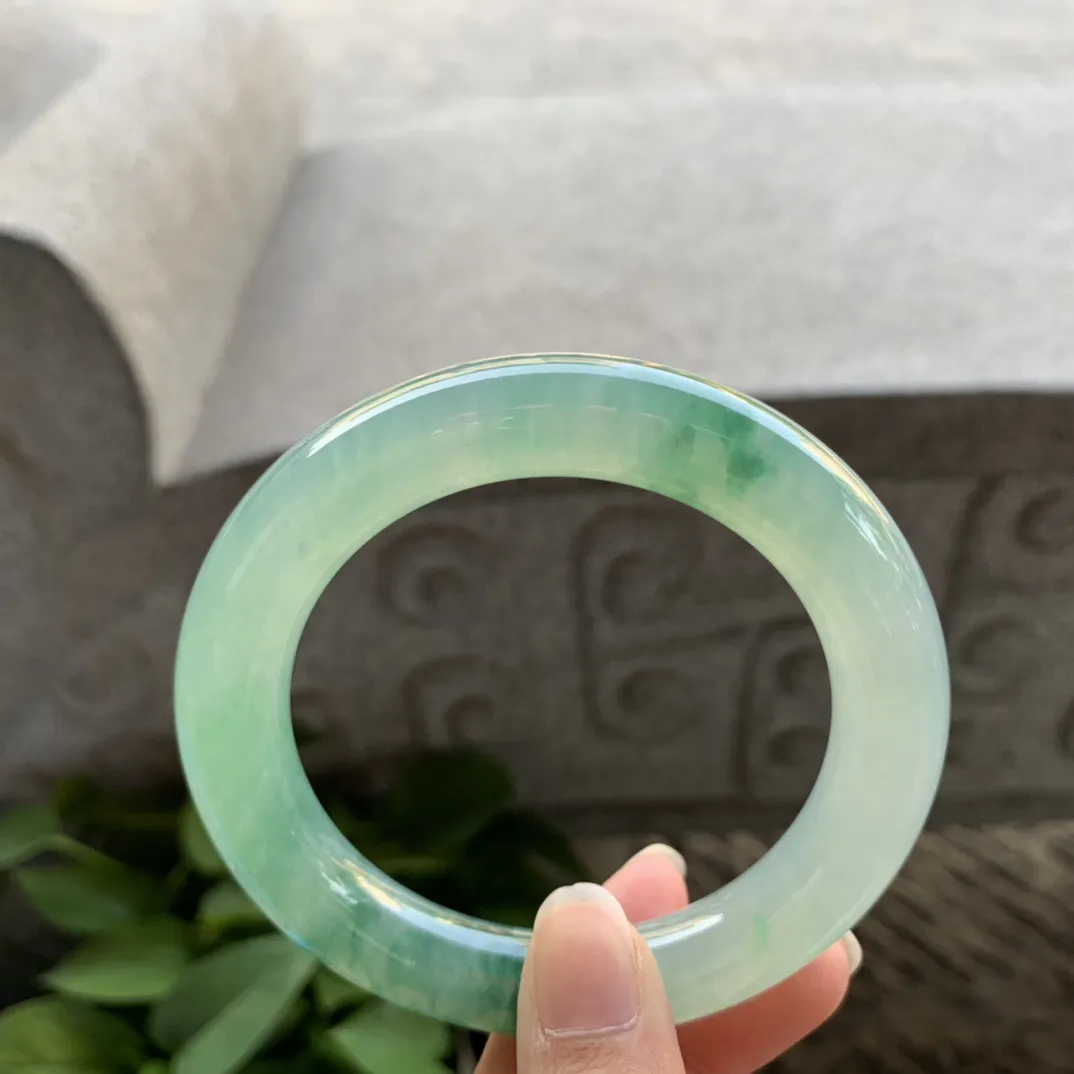 圈口57-11.6 【冰飘绿圆条手镯】圆条57 58可戴