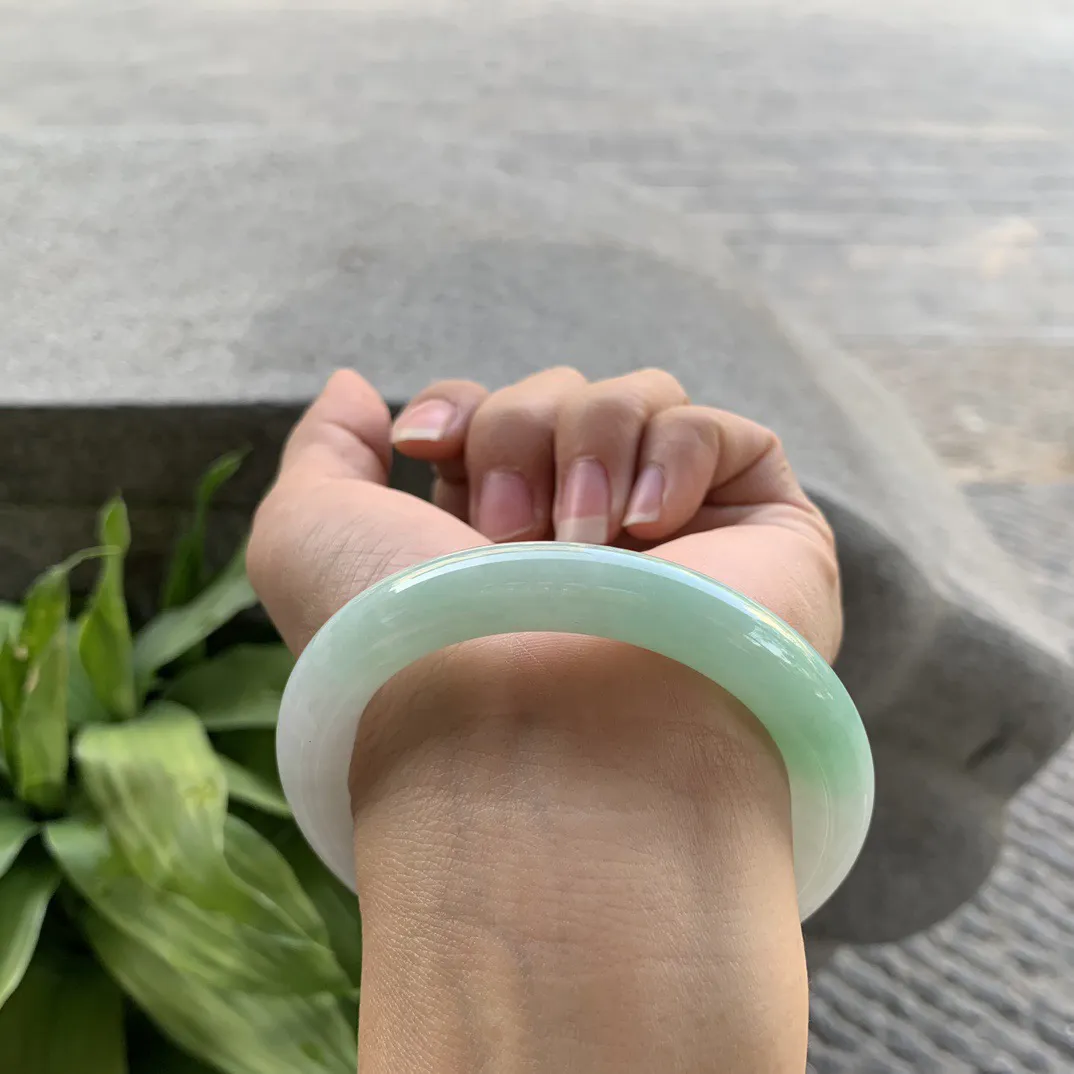 圈口54.4-9.6 【果绿圆条手镯】圆条54 55可戴