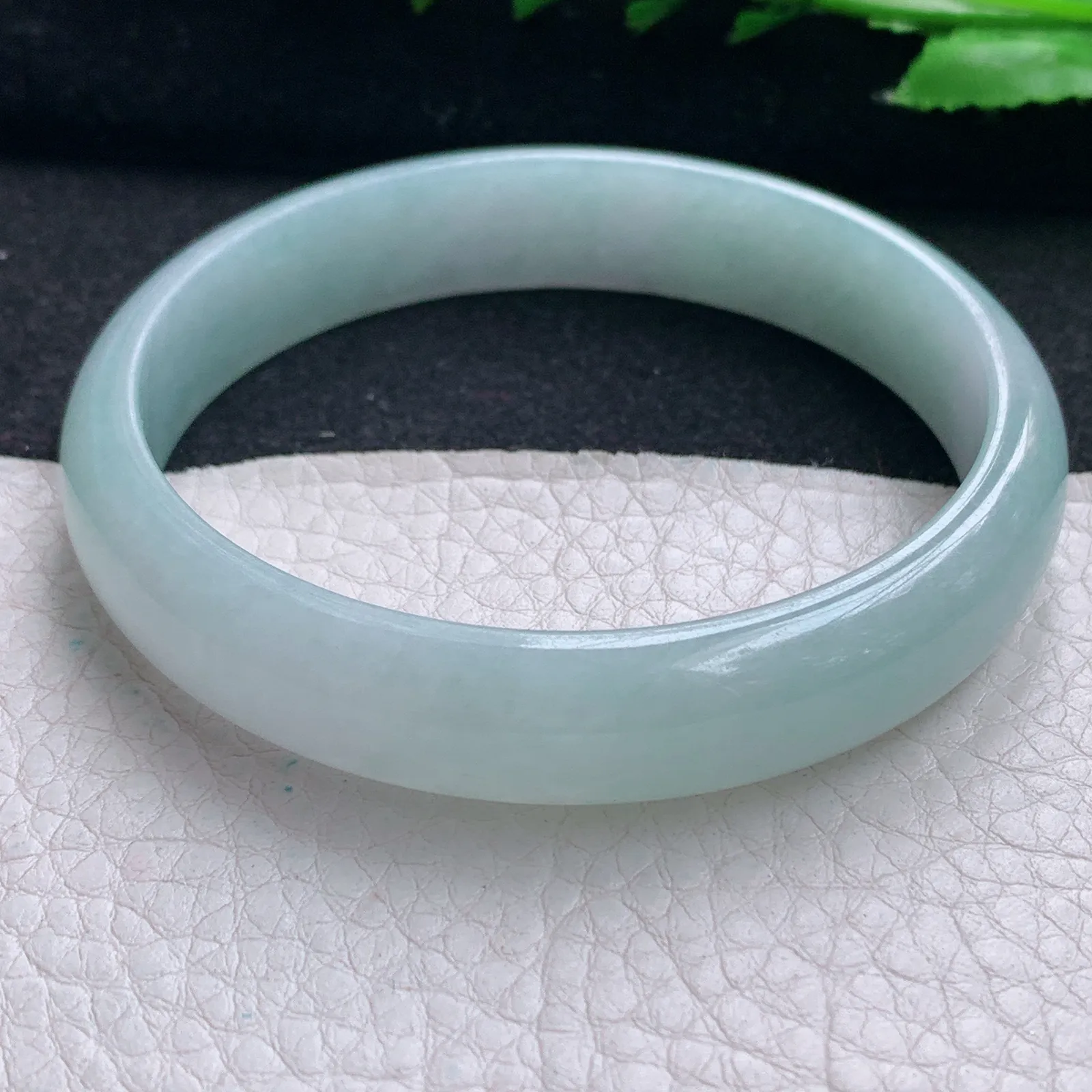 ee大圈口61*12.5*6.2平安镯 天然缅甸翡翠冰晴玉手镯纯美宽边玉手环