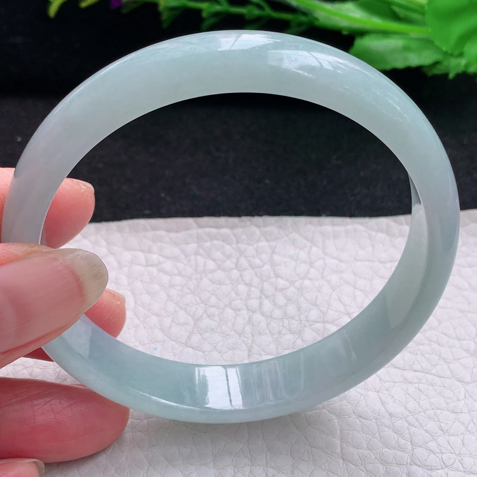 ee大圈口61*12.5*6.2平安镯 天然缅甸翡翠冰晴玉手镯纯美宽边玉手环