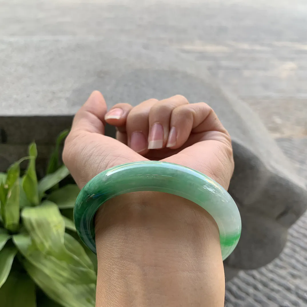 小圈口53.2-11.3-9 【辣阳绿正圈手镯】正圈53 54可戴