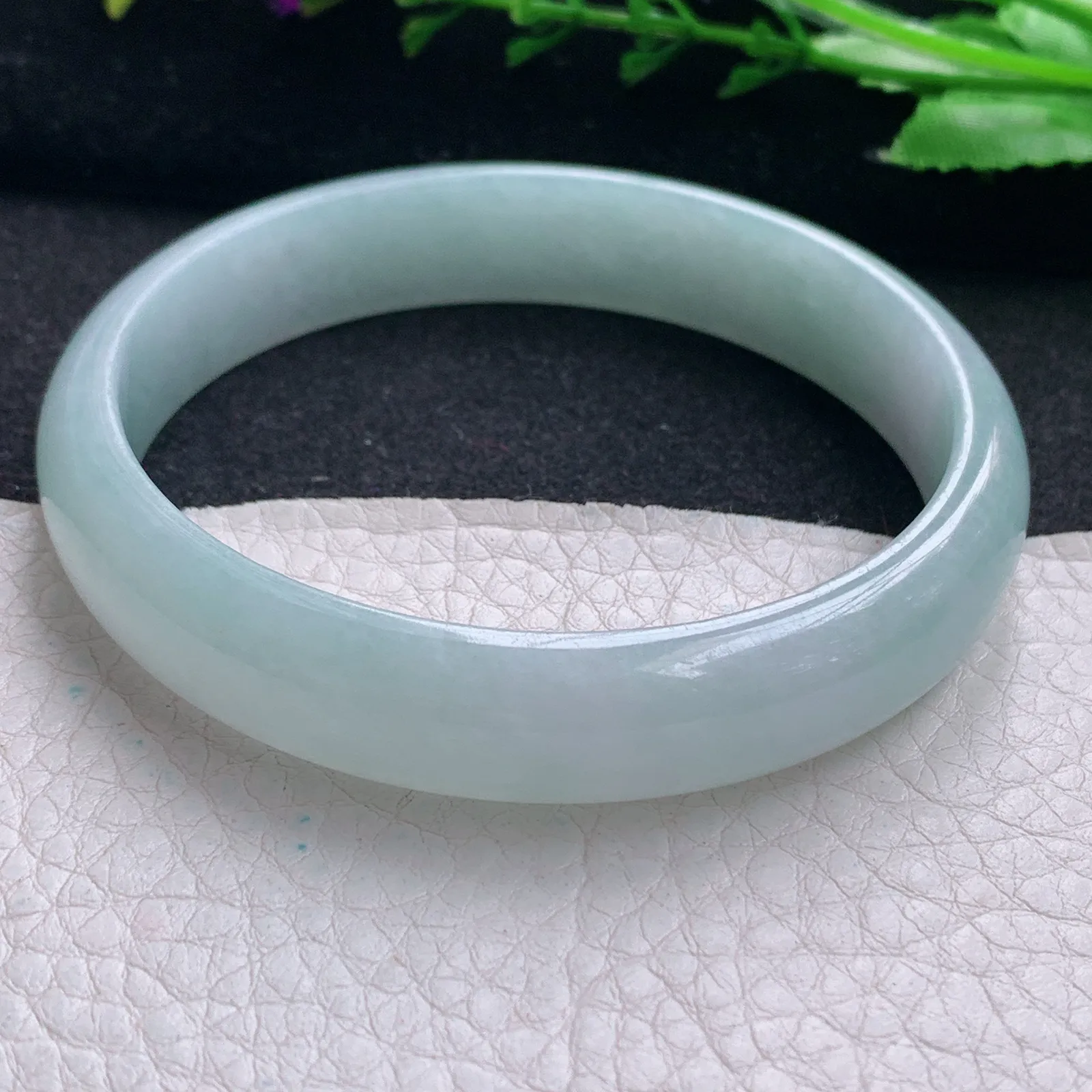 ee大圈口61*12.5*6.2平安镯 天然缅甸翡翠冰晴玉手镯纯美宽边玉手环