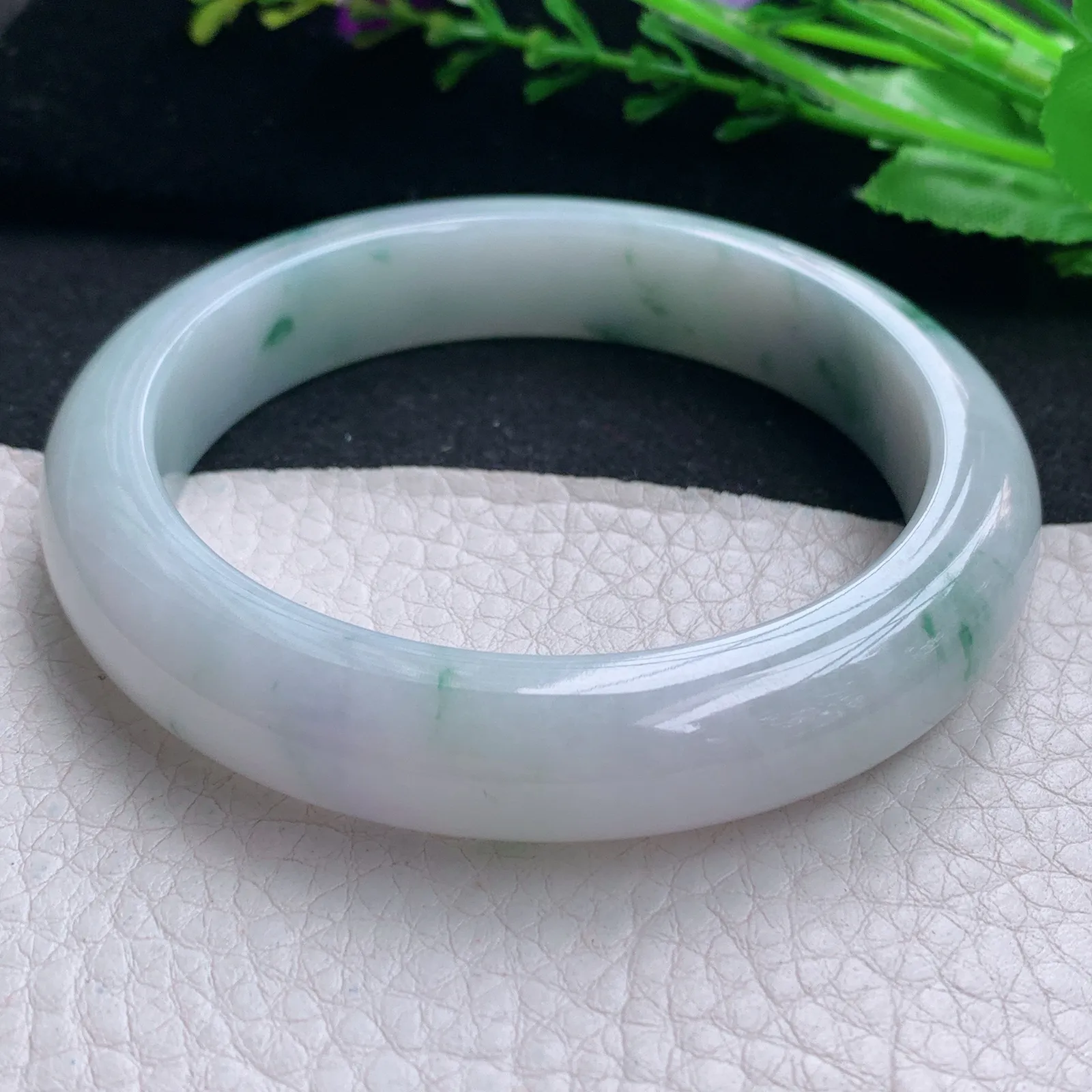 ym大圈口60.5*12.6*9.3平安镯 天然缅甸翡翠飘花厚装玉手镯宽边玉手环