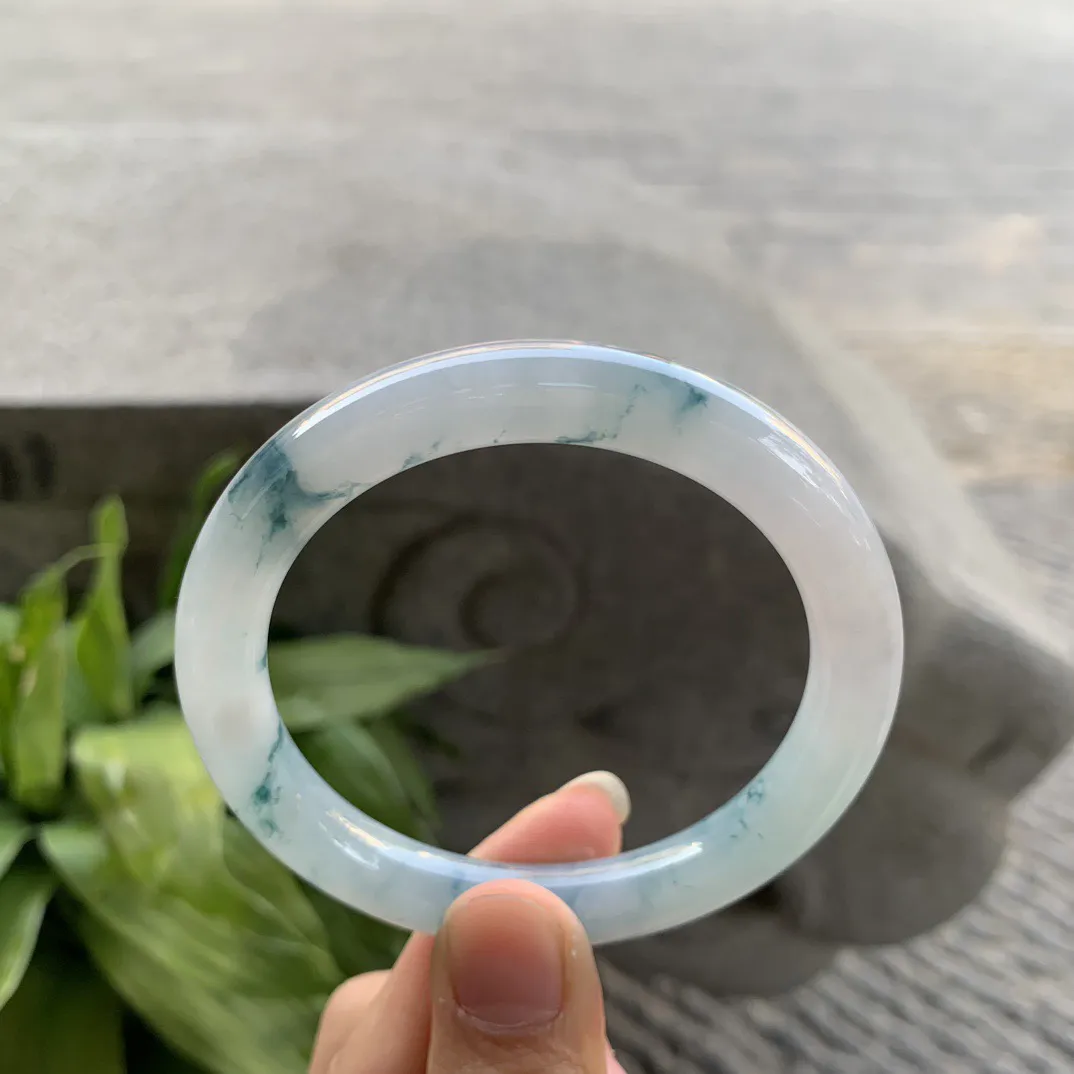 圈口55.7-9.1 【冰飘花圆条手镯】圆条55 56可戴