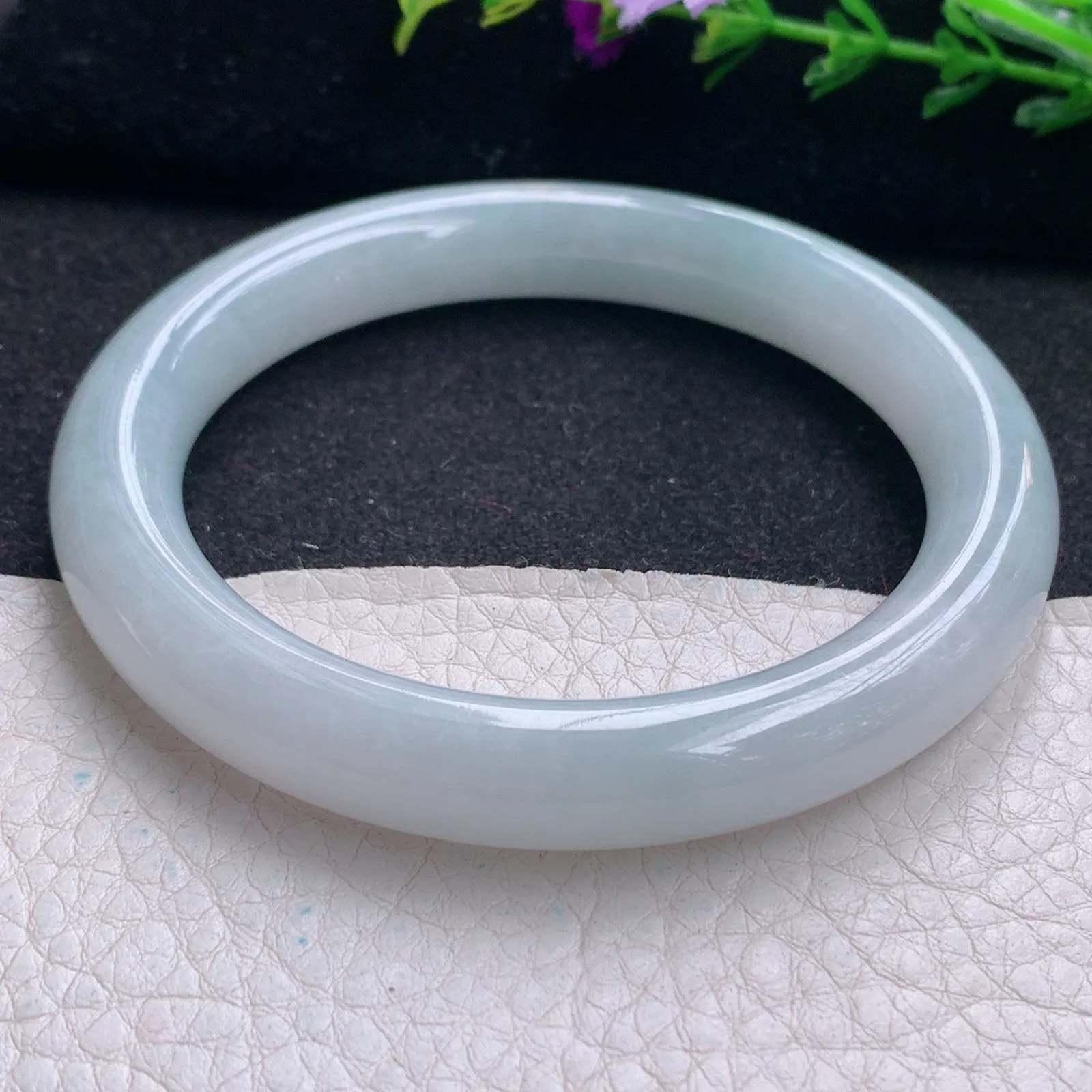 js实拍58.5*10.3*9.3美人镯 天然缅甸翡翠清爽水润玉手镯圆条叮当镯