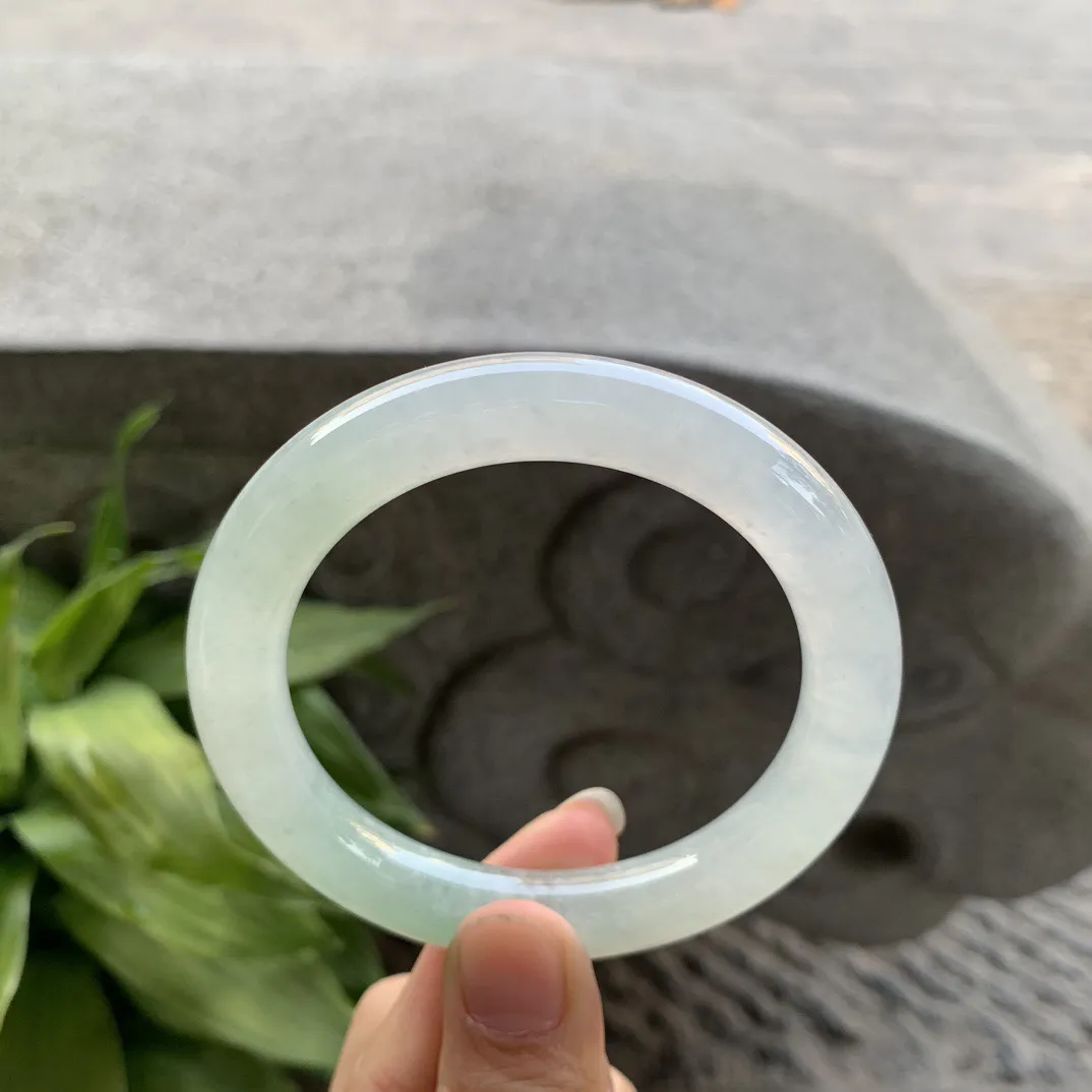 大圈口 58-10.5【冰晴绿圆条手镯】圆条58 59可戴