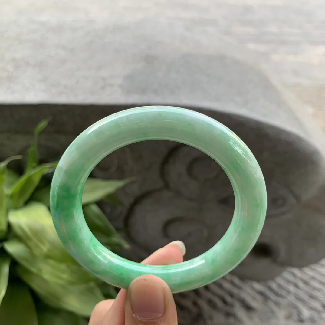 圈口54-10.2 毫米【满飘绿圆条手镯】圆条54 55可戴