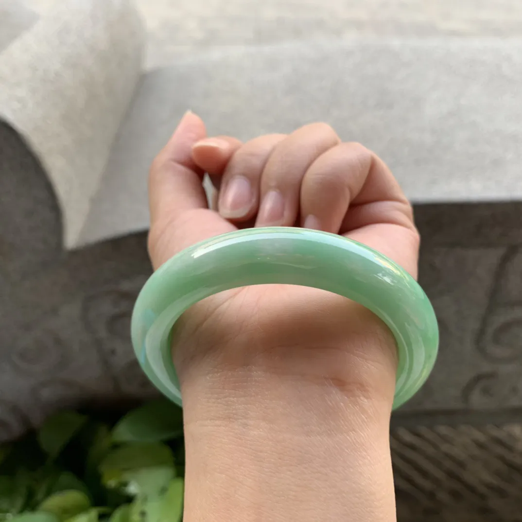 圈口 56-12.2-9.7【满绿正圈手镯】正圈56 57可戴