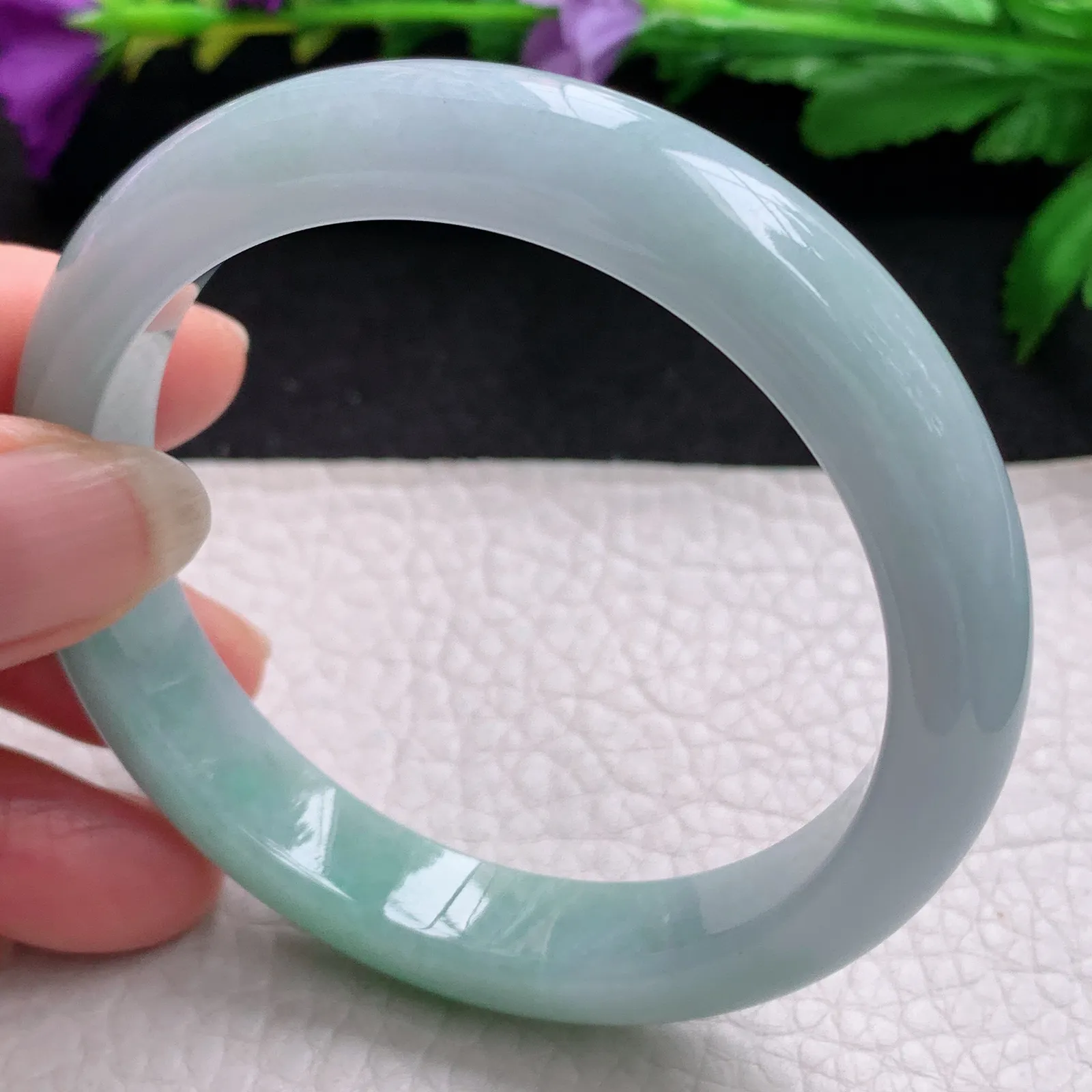 n实拍57*11.5*8.2平安镯 天然缅甸翡翠半山水宽边玉手镯 玉手环