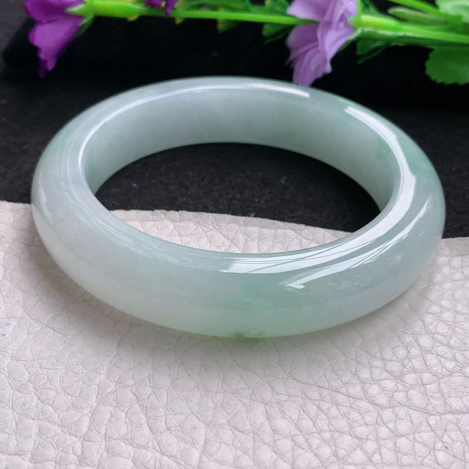 nr实拍55*13*9.8平安镯 天然缅甸翡翠飘花厚装宽边玉手镯 玉手环