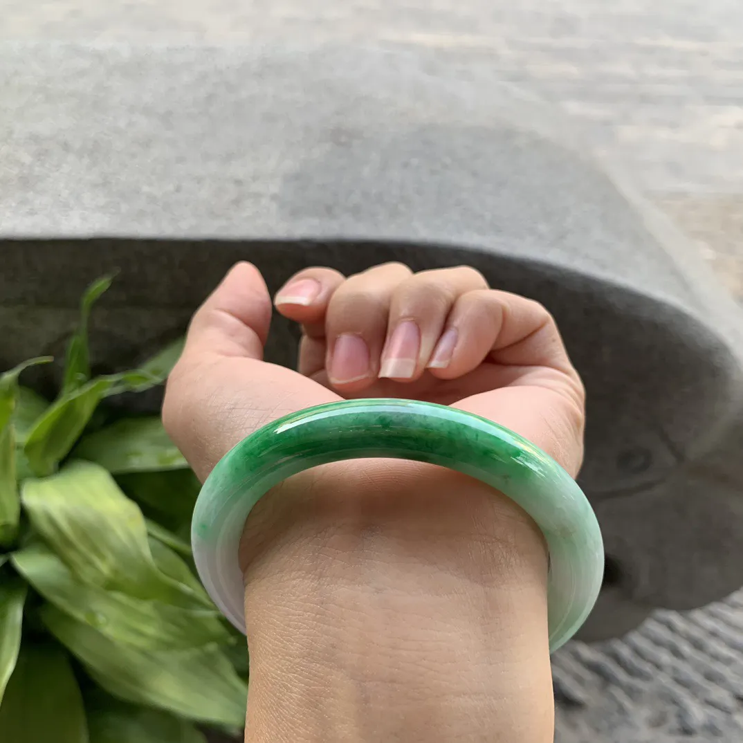 圈口57-9.5 【辣绿圆条手镯】圆条57 58可戴