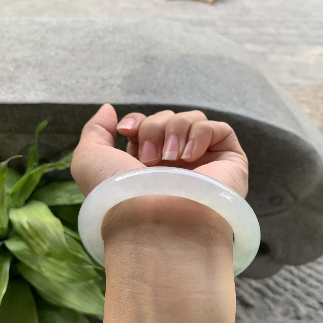 大圈口 58-10.5【冰晴绿圆条手镯】圆条58 59可戴