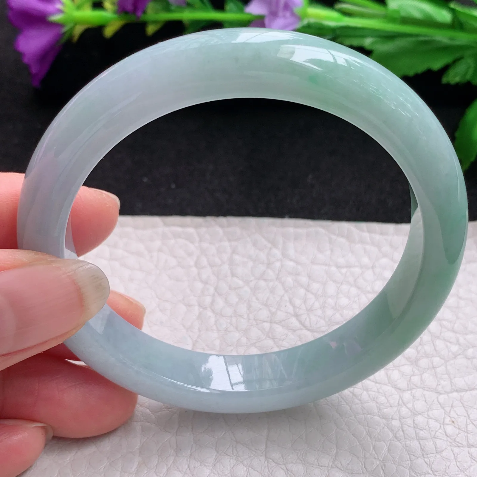 n实拍57*11.5*8.2平安镯 天然缅甸翡翠半山水宽边玉手镯 玉手环