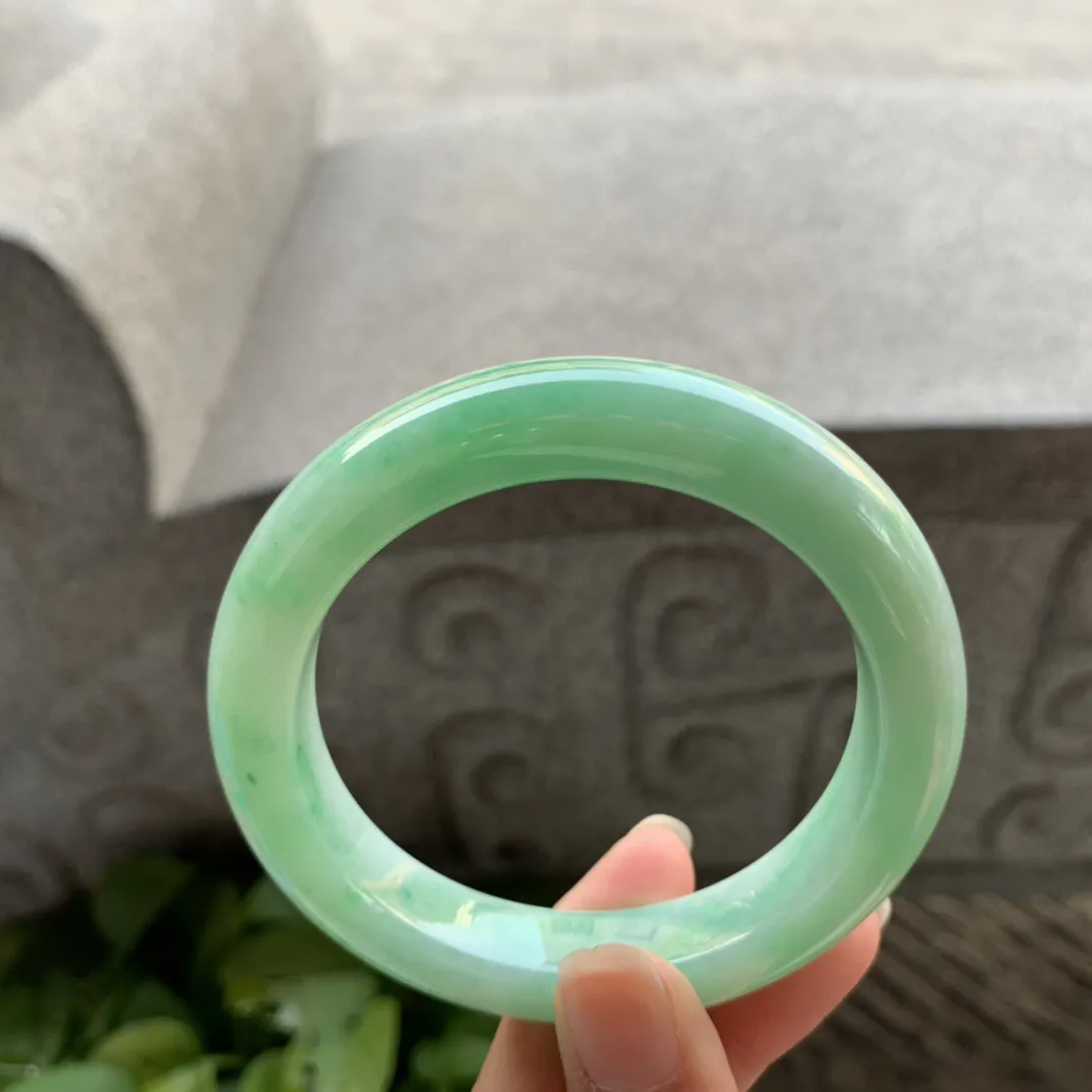圈口 56-12.2-9.7【满绿正圈手镯】正圈56 57可戴