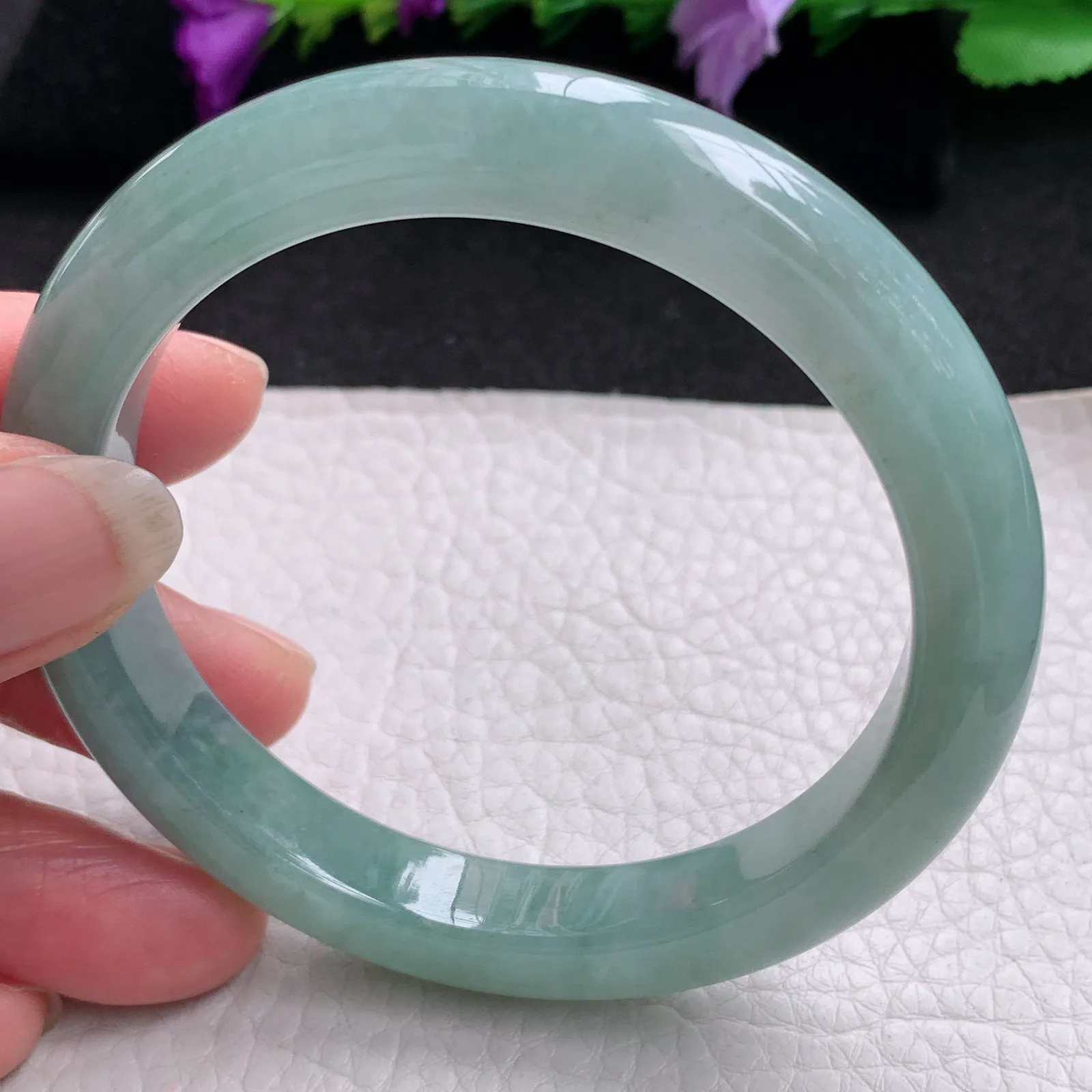 xh实拍58*10.3*8.7平安镯 天然缅甸翡翠冰晴厚装宽边玉手镯 玉手环
