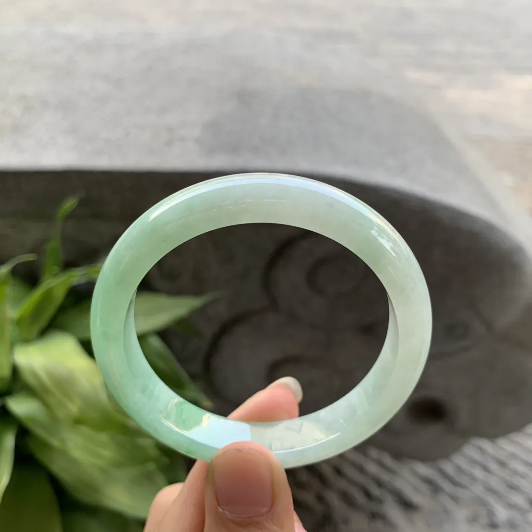 小圈口53.7-11.1-7.5 【飘绿正圈手镯】正圈53 54可戴