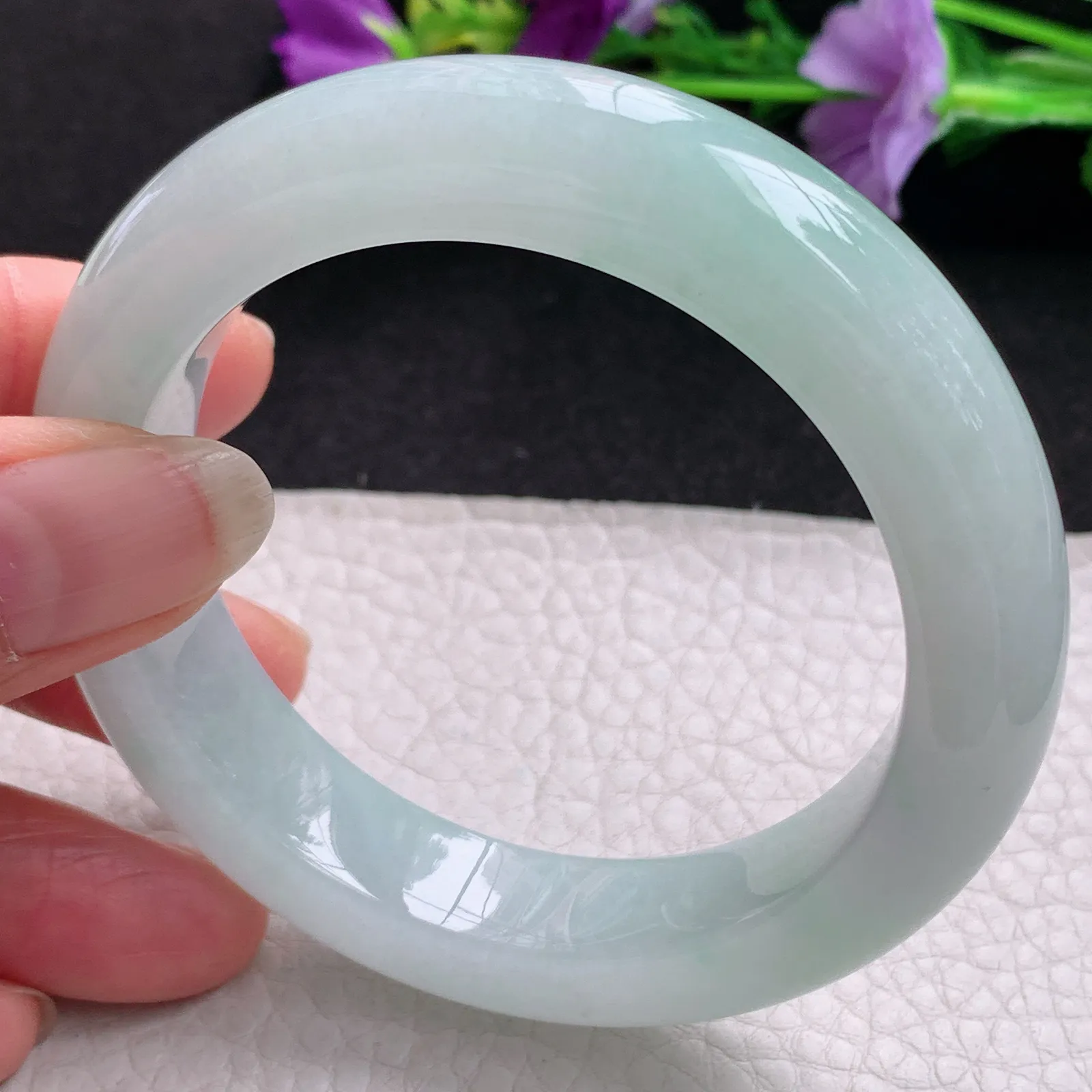 nr实拍55*13*9.8平安镯 天然缅甸翡翠飘花厚装宽边玉手镯 玉手环