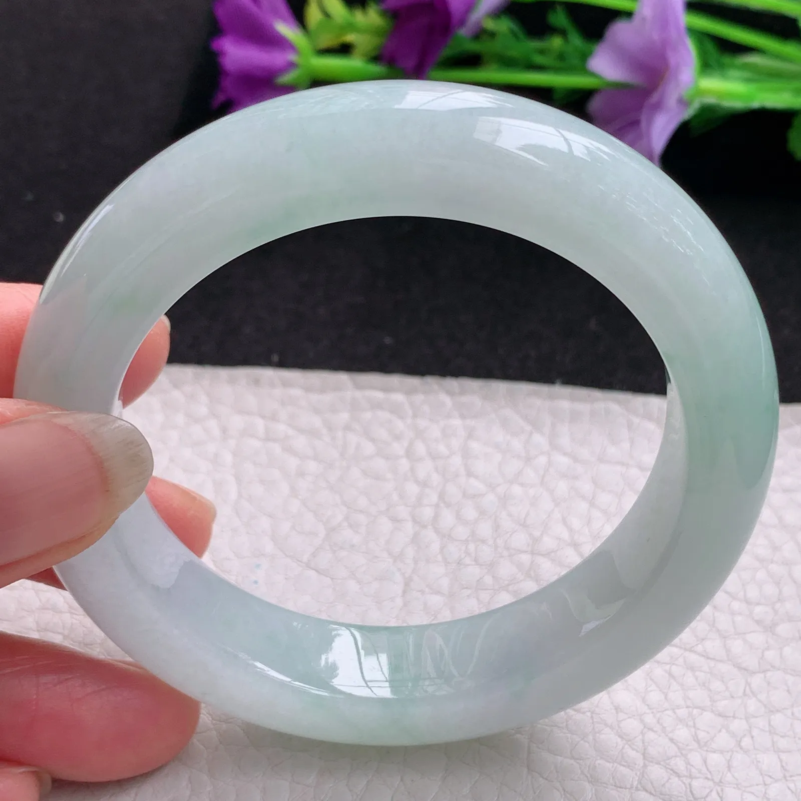 nr实拍55*13*9.8平安镯 天然缅甸翡翠飘花厚装宽边玉手镯 玉手环