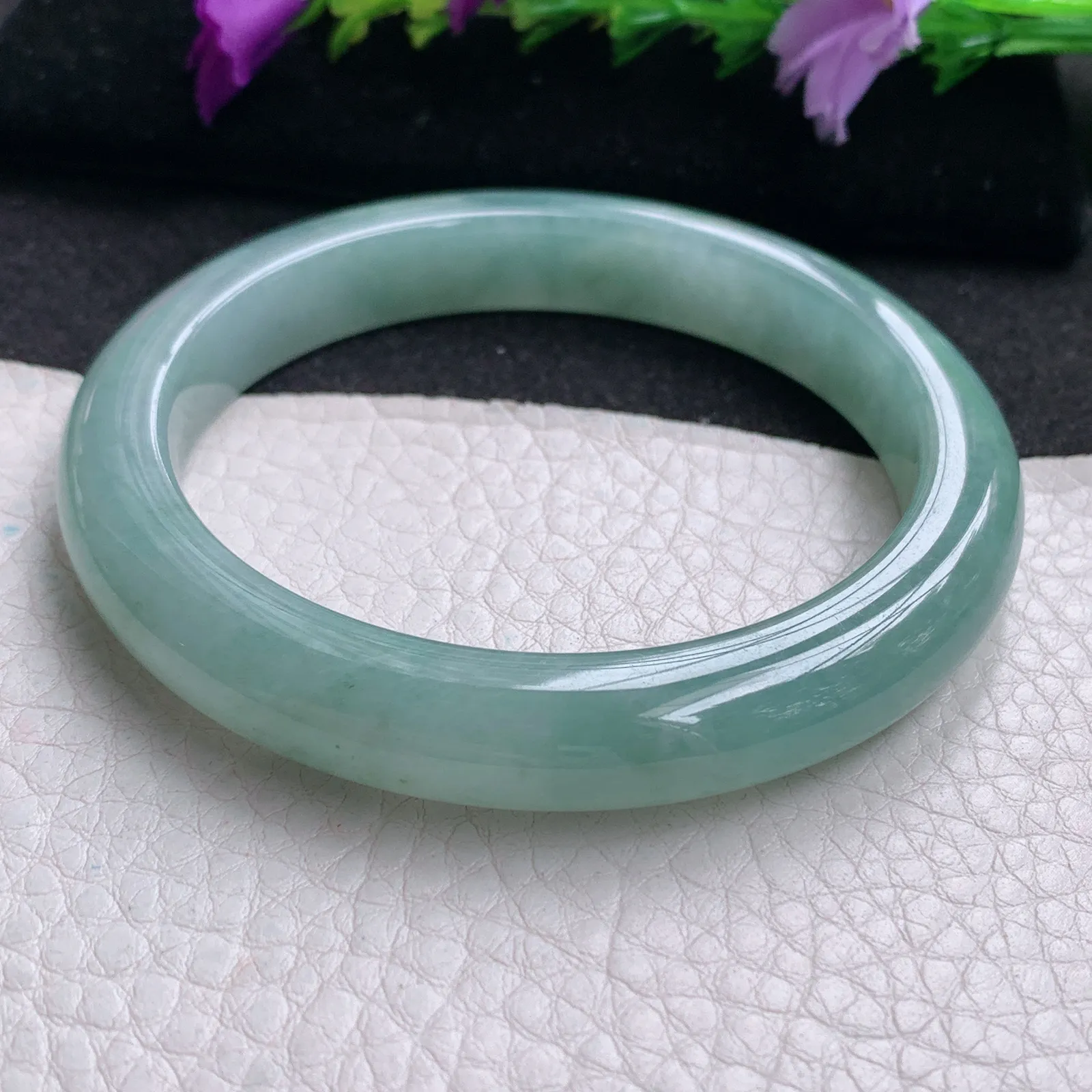 xh实拍58*10.3*8.7平安镯 天然缅甸翡翠冰晴厚装宽边玉手镯 玉手环