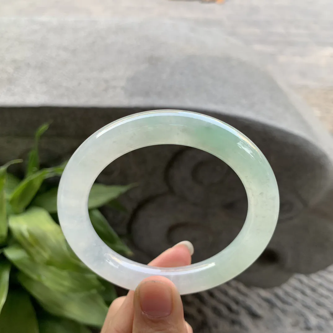 大圈口 58-10.5【冰晴绿圆条手镯】圆条58 59可戴