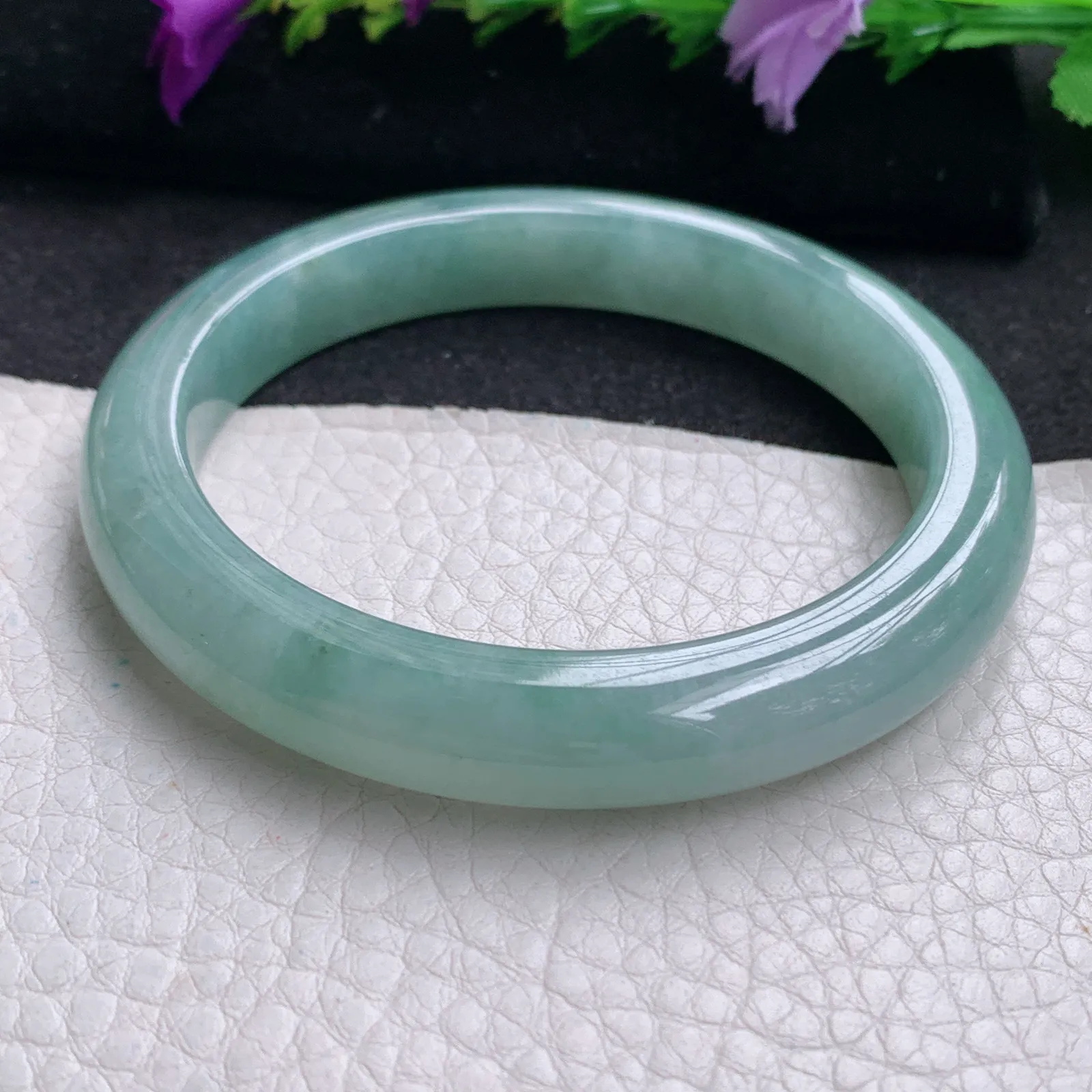 xh实拍58*10.3*8.7平安镯 天然缅甸翡翠冰晴厚装宽边玉手镯 玉手环