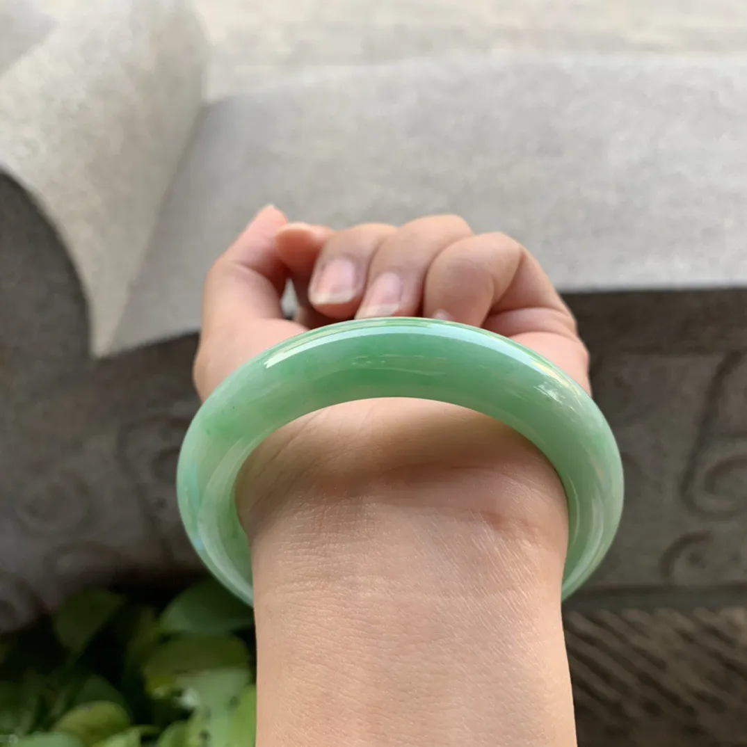 圈口 56-12.2-9.7【满绿正圈手镯】正圈56 57可戴