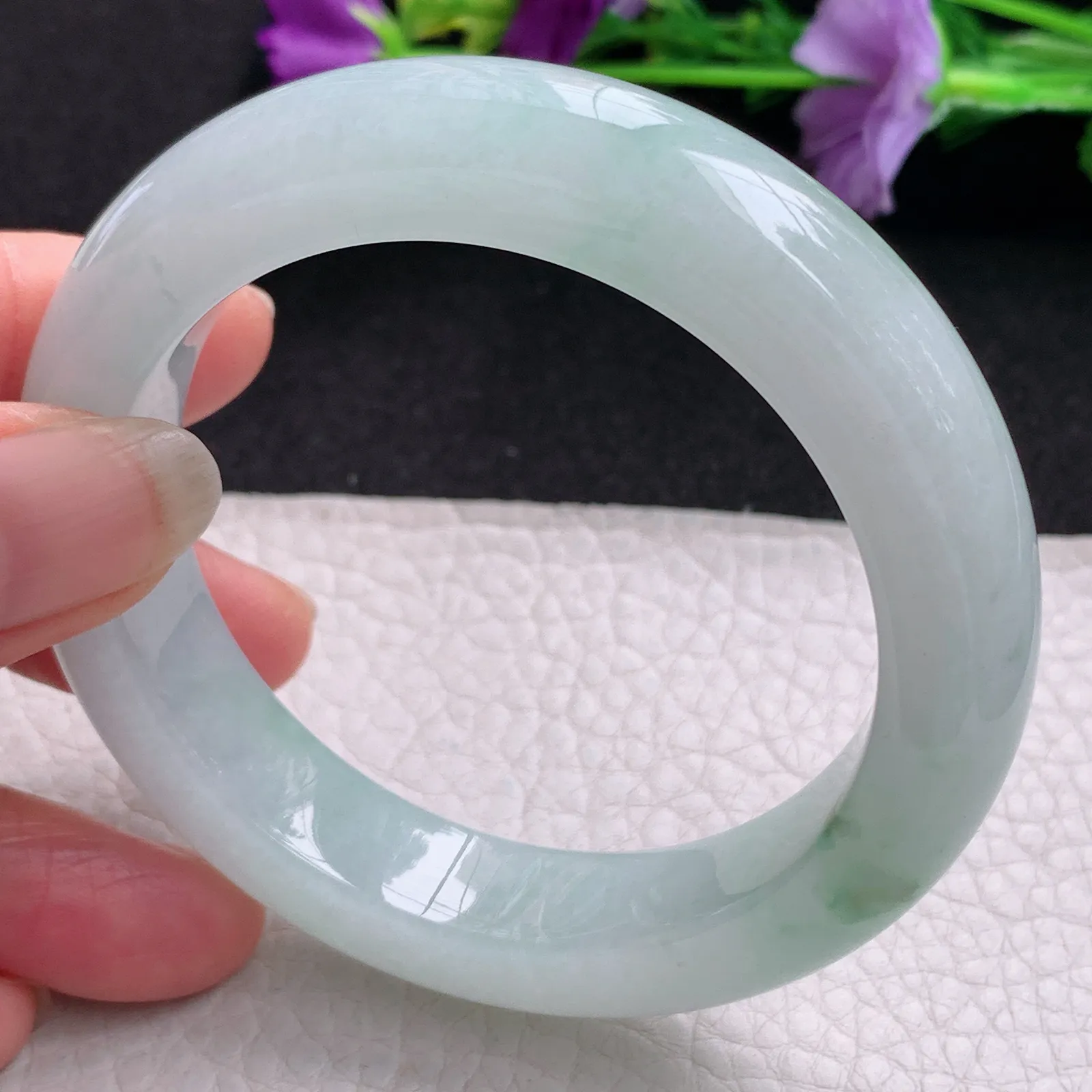 nr实拍55*13*9.8平安镯 天然缅甸翡翠飘花厚装宽边玉手镯 玉手环