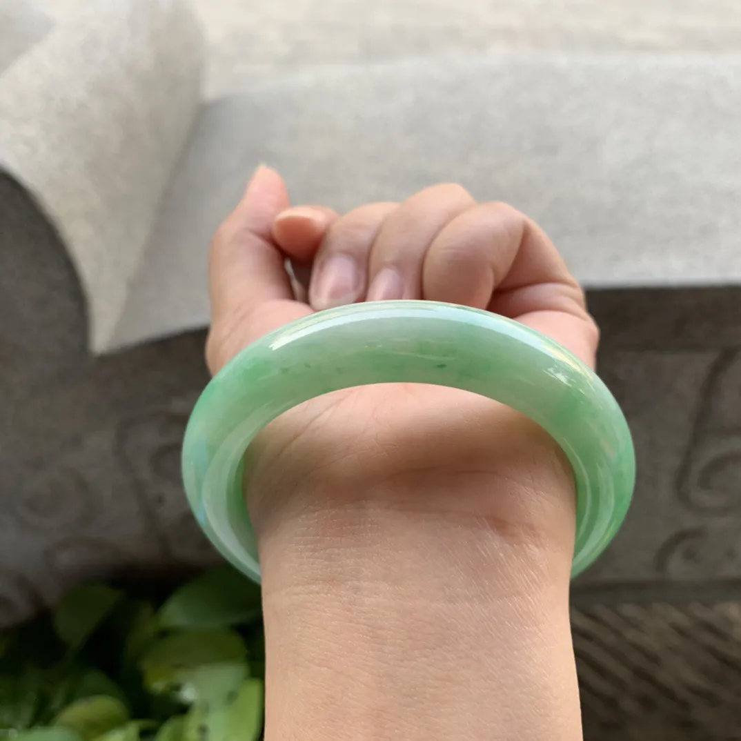 圈口 56-12.2-9.7【满绿正圈手镯】正圈56 57可戴