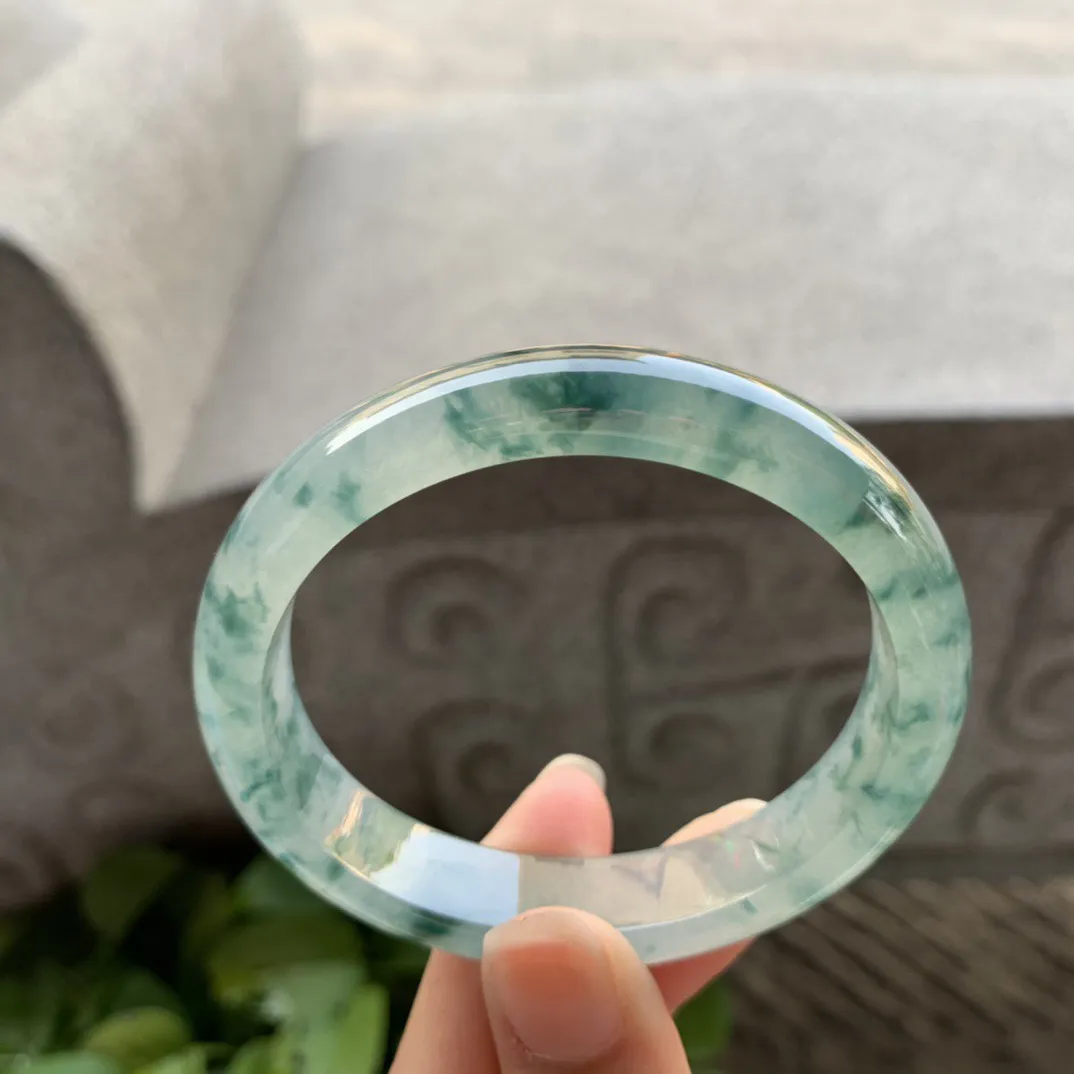 圈口55.8-50-12.4-7.7 【冰种飘花贵妃手镯】贵妃55 56可戴