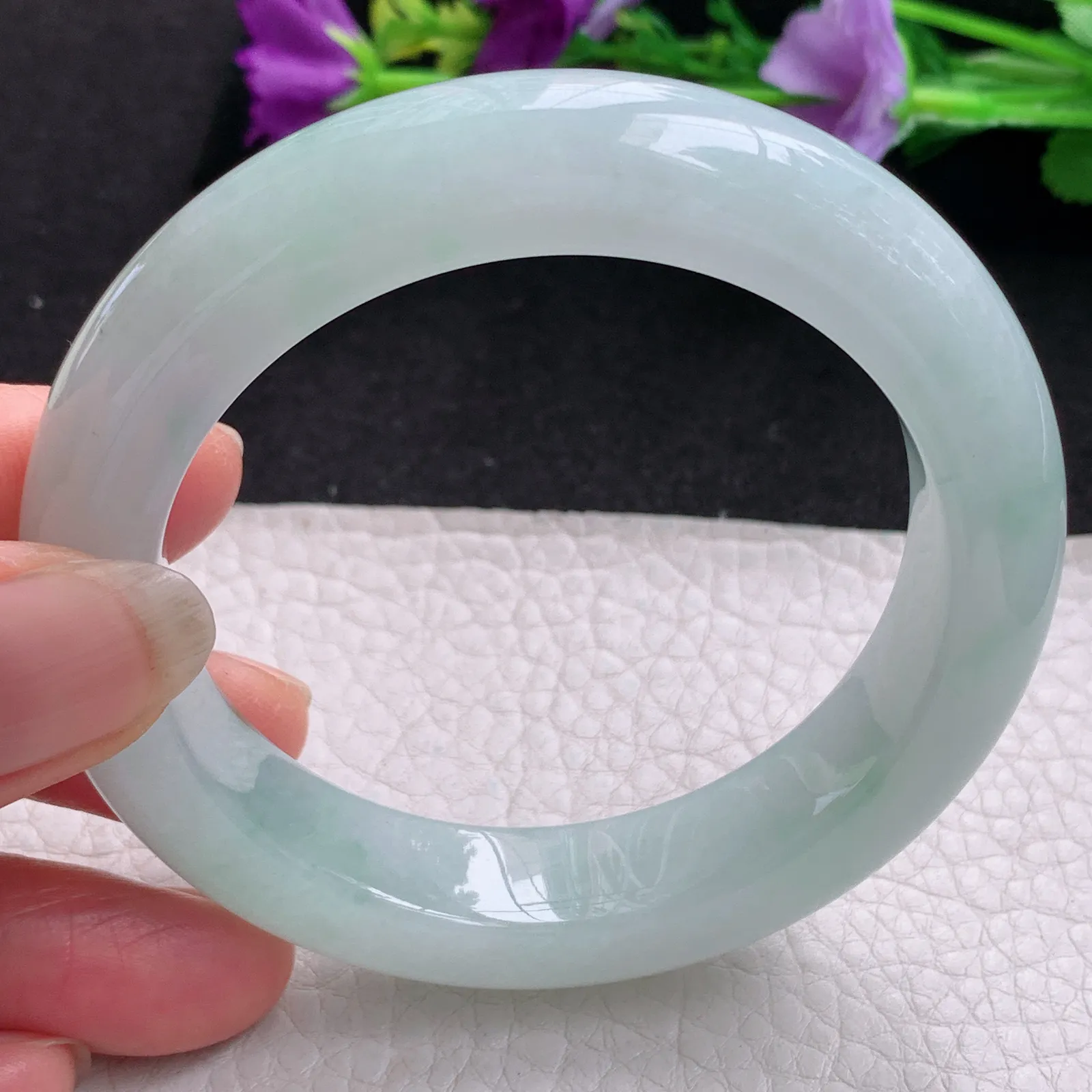 nr实拍55*13*9.8平安镯 天然缅甸翡翠飘花厚装宽边玉手镯 玉手环