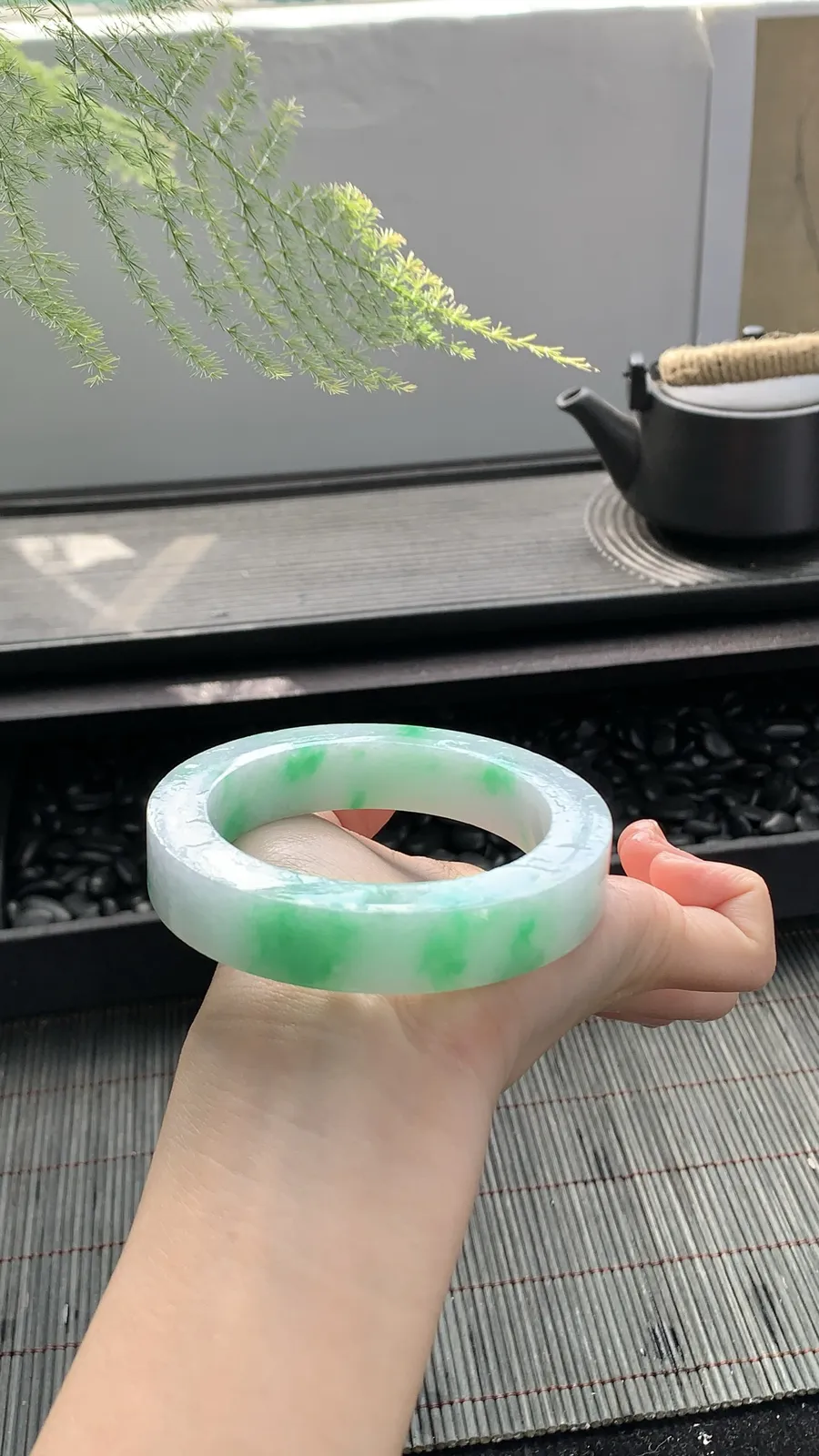 【白底青阳绿镯胚】