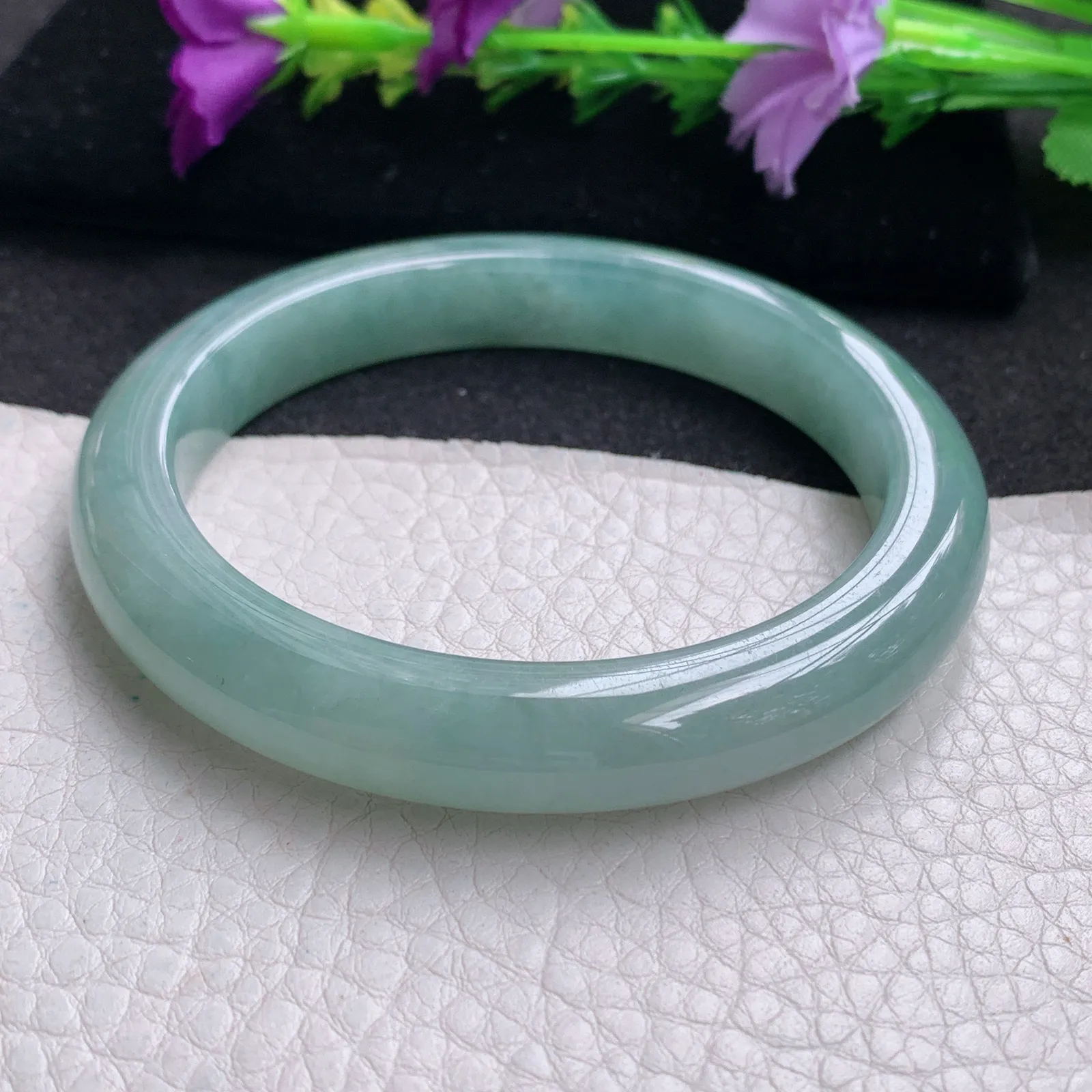 xh实拍58*10.3*8.7平安镯 天然缅甸翡翠冰晴厚装宽边玉手镯 玉手环