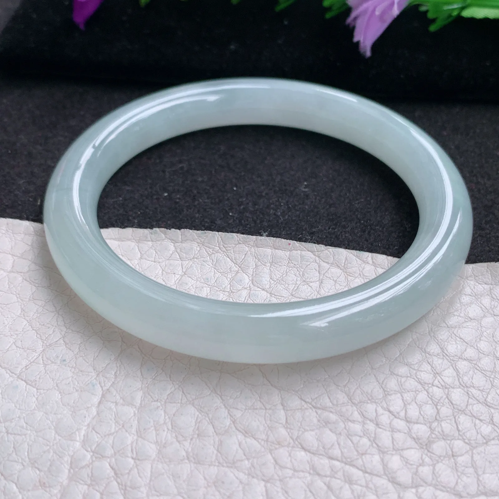 yh小圈口53.3*8.3美人镯 天然缅甸翡翠玉手镯冰纯圆条玉手环