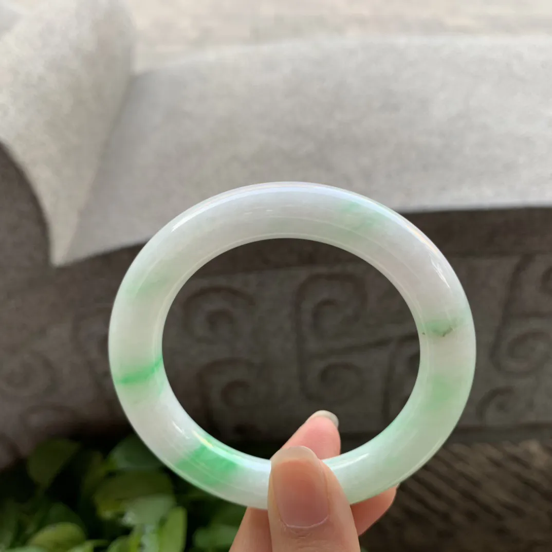 小圈口 53.4-10【飘阳绿圆条手镯】圆条53 54可戴